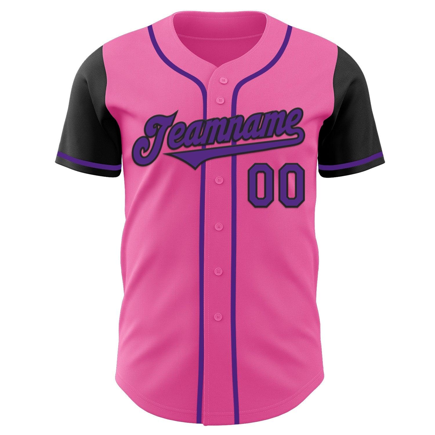 Custom Pink Purple-Black Authentic Two Tone Baseball Jersey view 2