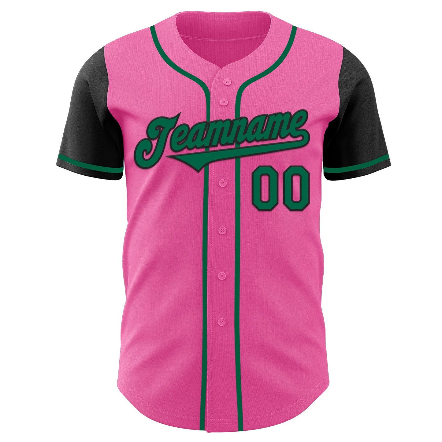 Custom Pink Kelly Green-Black Authentic Two Tone Baseball Jersey view 2
