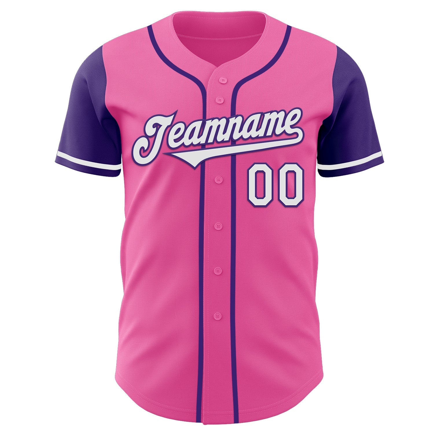 Custom Pink White-Purple Authentic Two Tone Baseball Jersey view 2