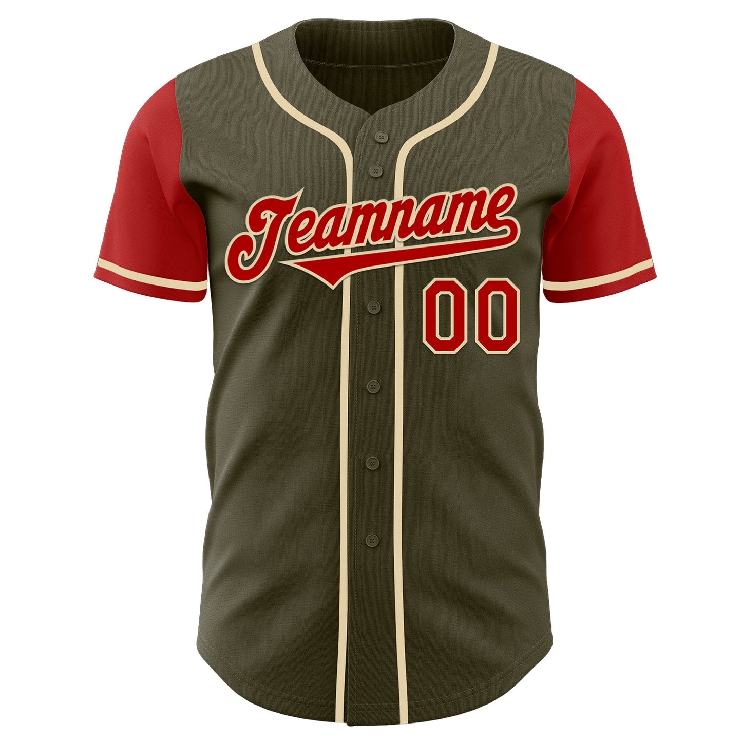 Custom Olive Red-Cream Authentic Two Tone Salute To Service Baseball Jersey view 2