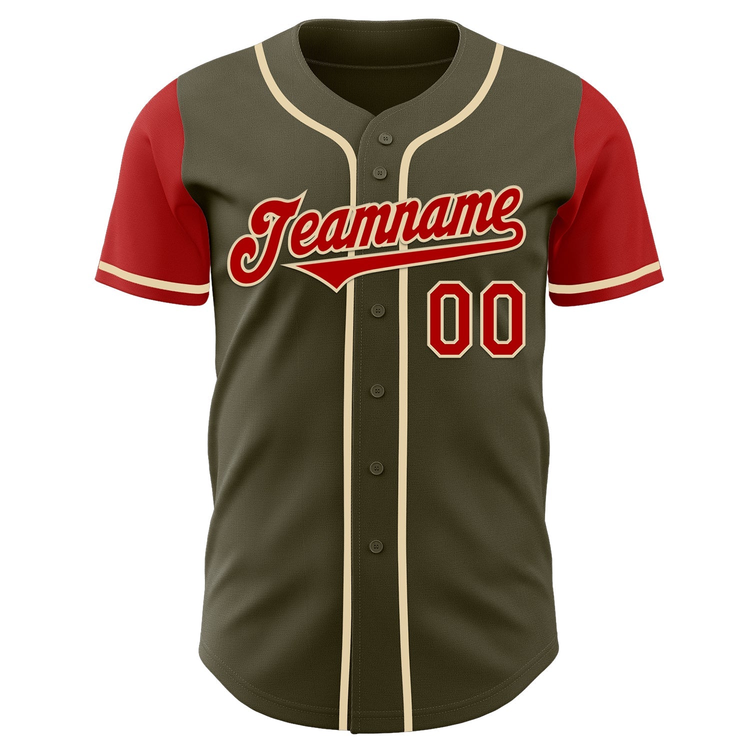 Custom Olive Red-Cream Authentic Two Tone Salute To Service Baseball Jersey view 2