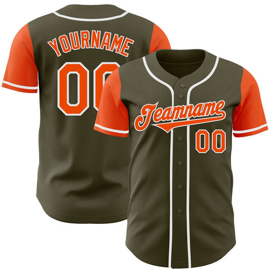 Custom Olive Orange-White Authentic Two Tone Salute To Service Baseball Jersey - Main View