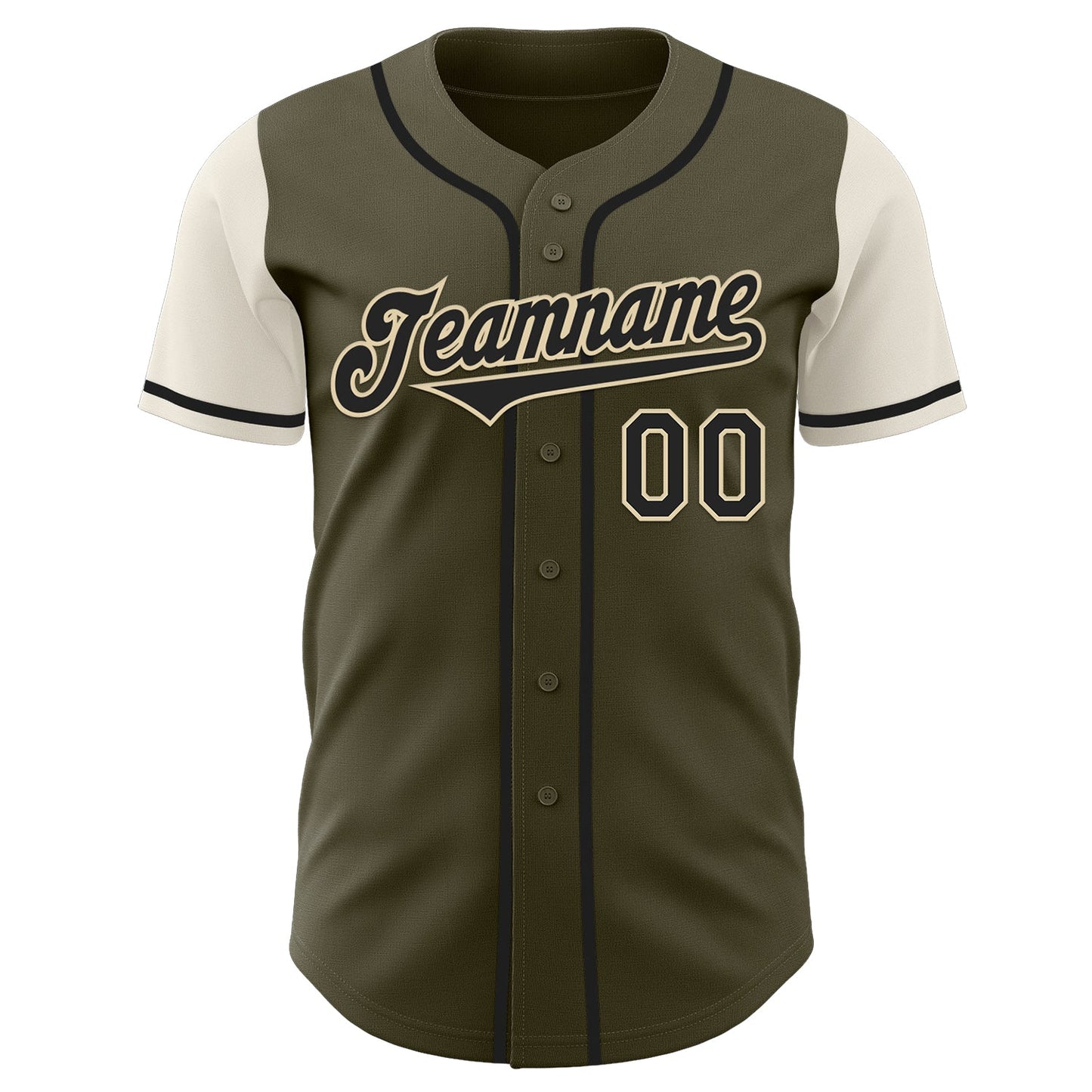 Custom Olive Black-Cream Authentic Two Tone Salute To Service Baseball Jersey view 2