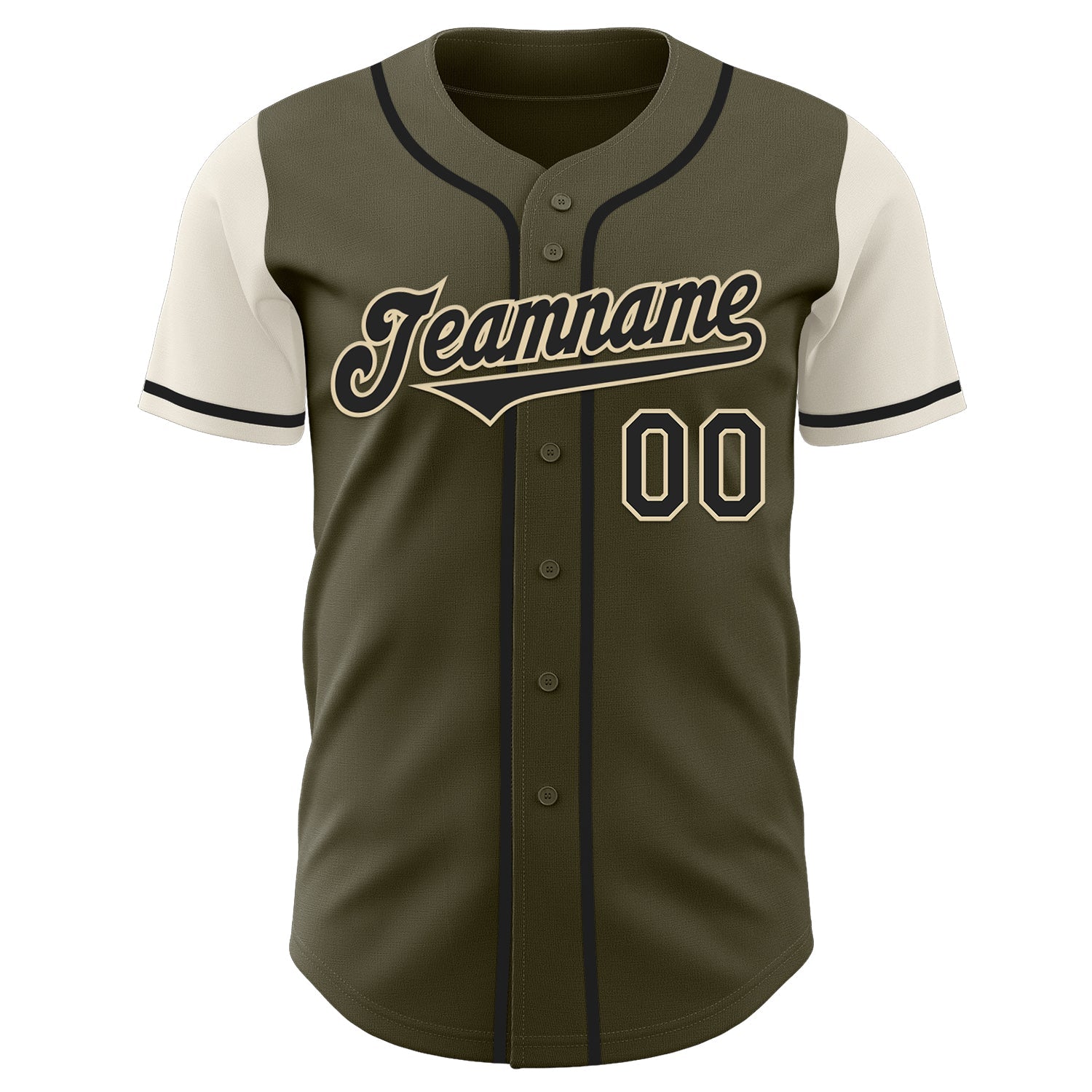 Custom Olive Black-Cream Authentic Two Tone Salute To Service Baseball Jersey view 2
