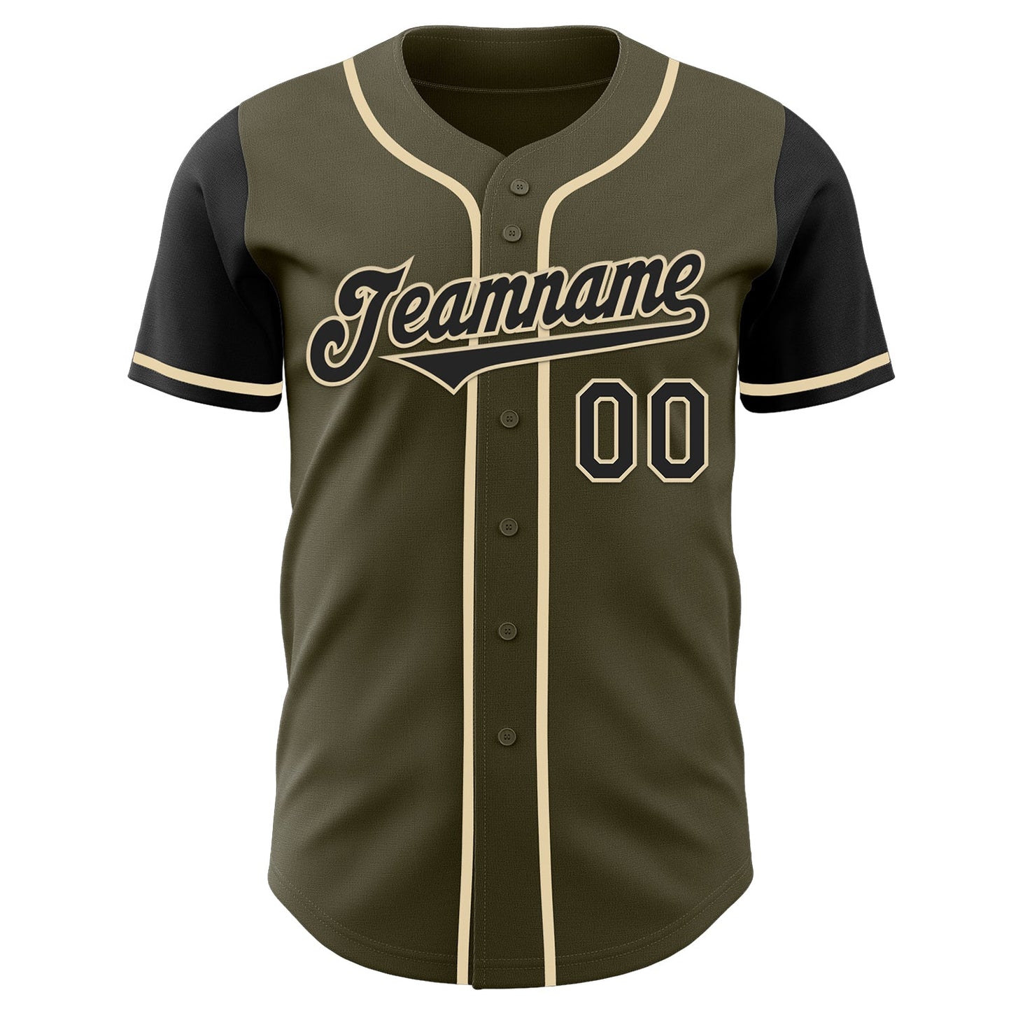 Custom Olive Black-Cream Authentic Two Tone Salute To Service Baseball Jersey view 2