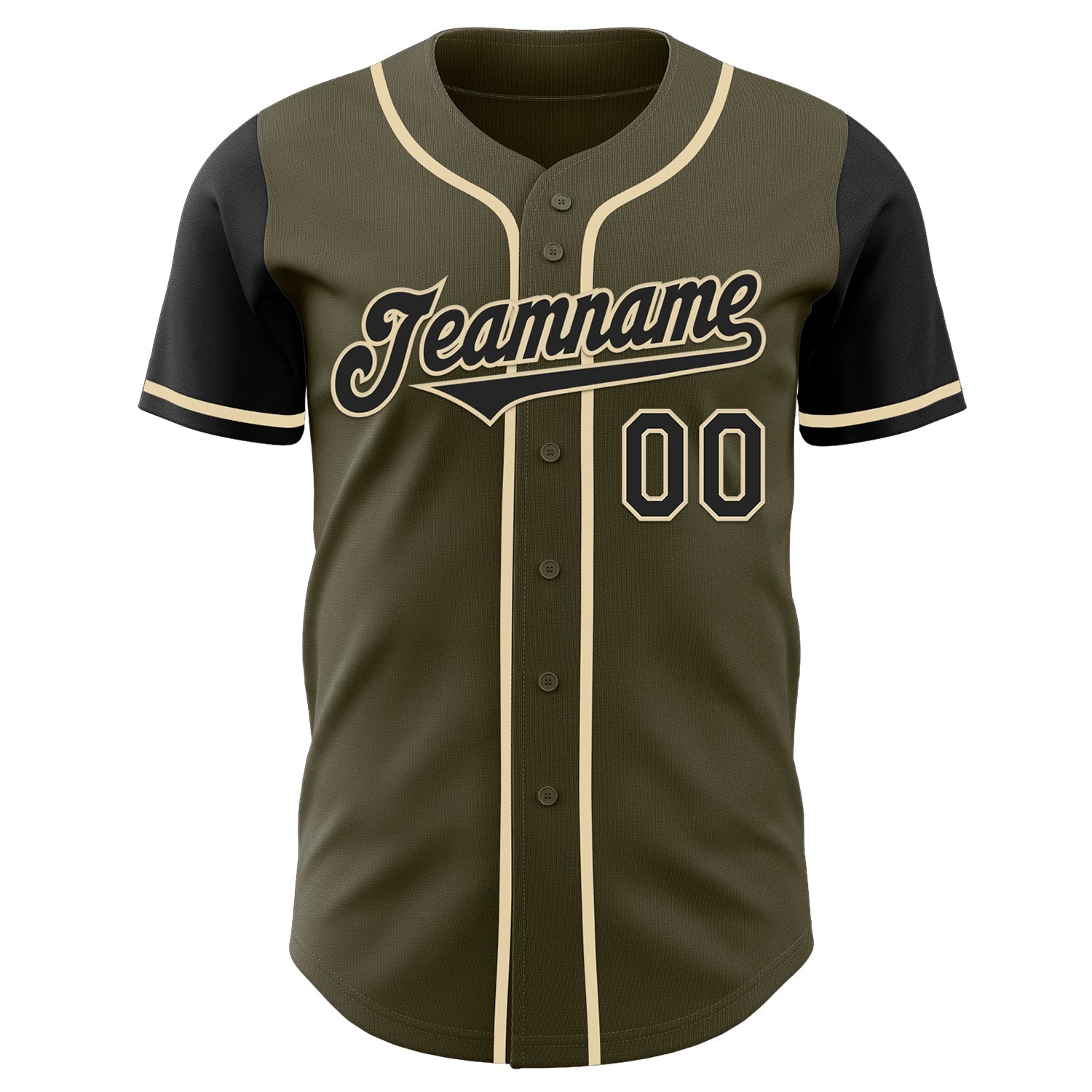 Custom Olive Black-Cream Authentic Two Tone Salute To Service Baseball Jersey view 2