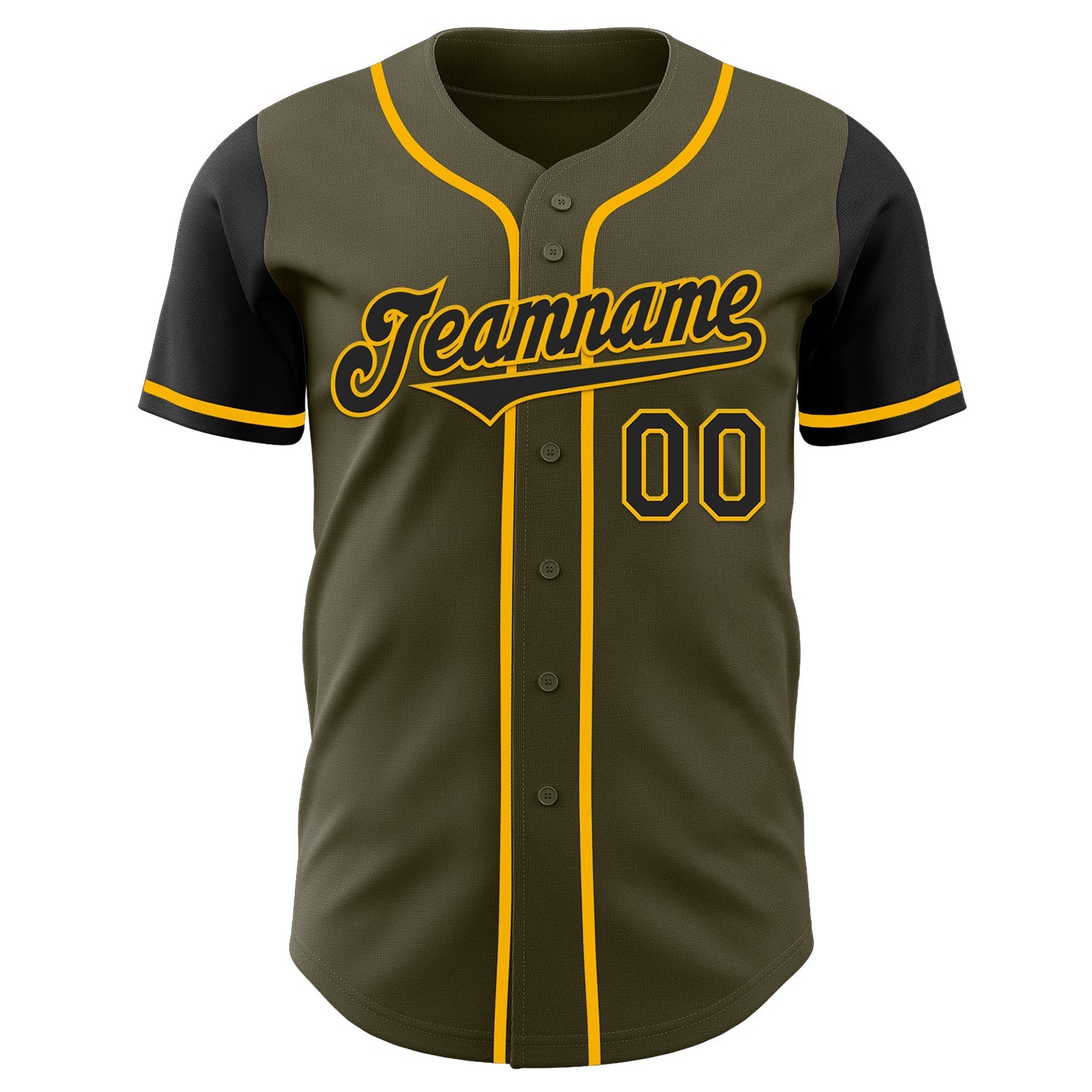 Custom Olive Black-Gold Authentic Two Tone Salute To Service Baseball Jersey view 2