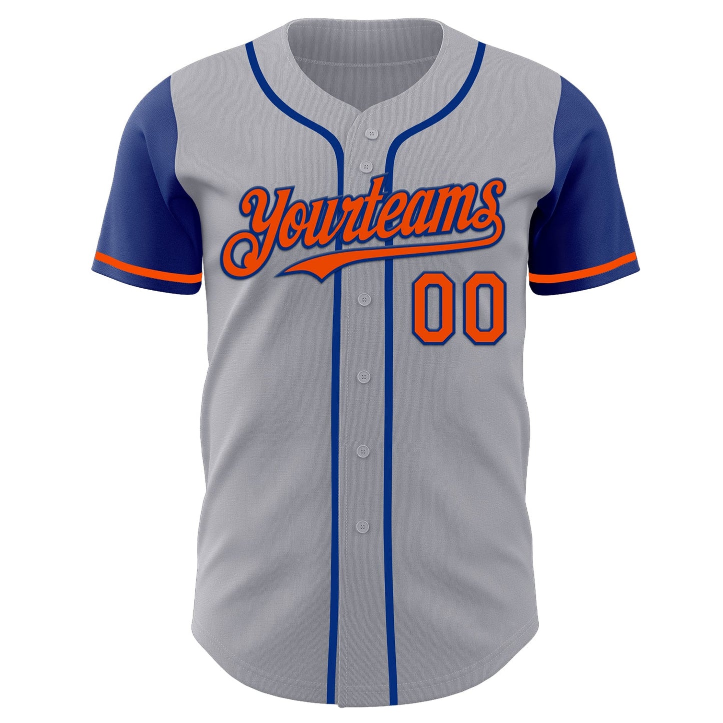 Custom Gray Orange-Royal Authentic Two Tone Baseball Jersey view 2