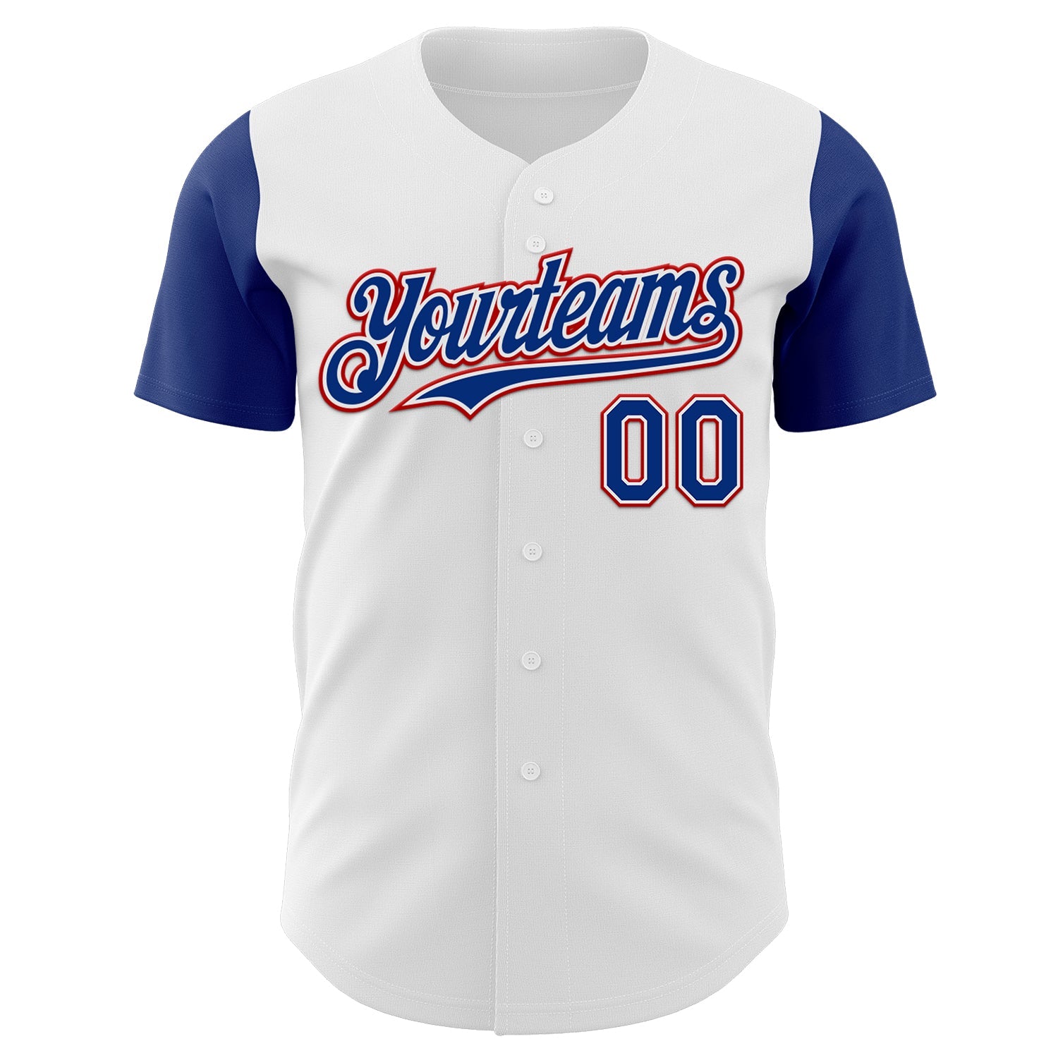 Custom White Royal-Red Authentic Two Tone Baseball Jersey view 2