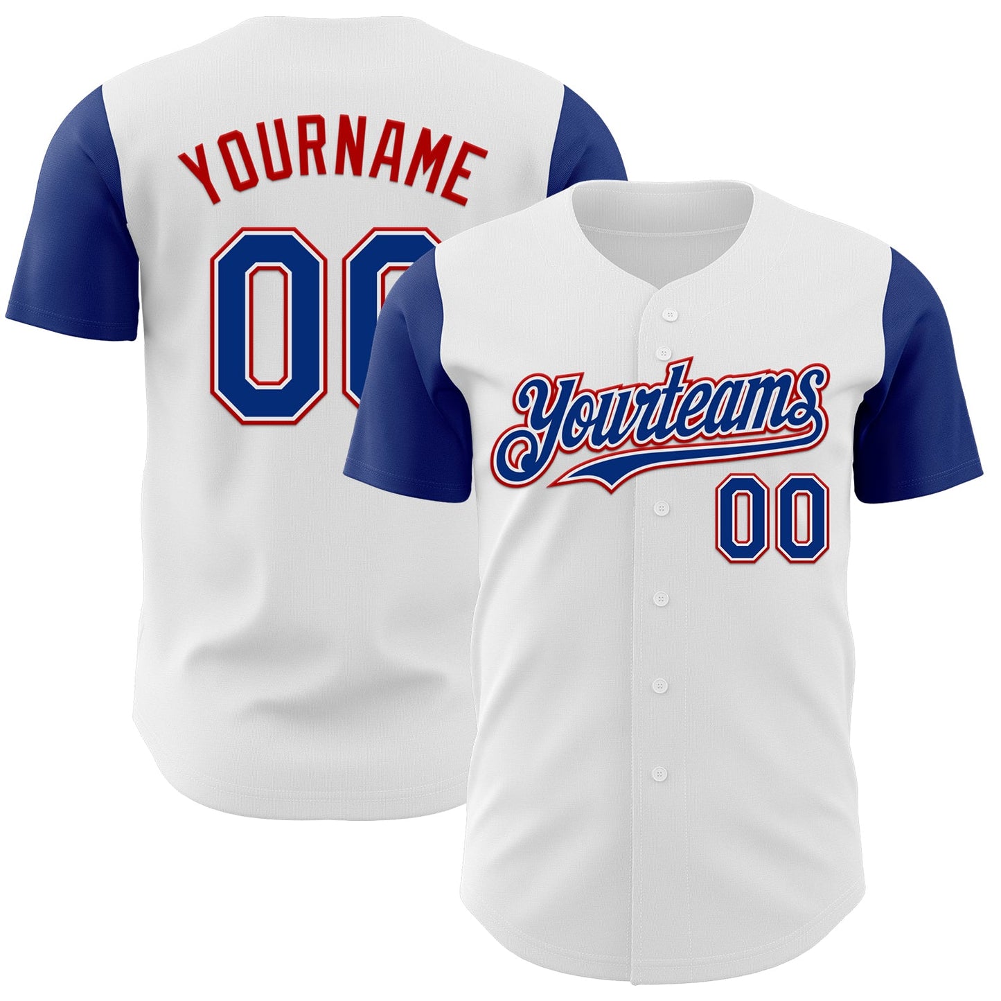 Custom White Royal-Red Authentic Two Tone Baseball Jersey - Main View