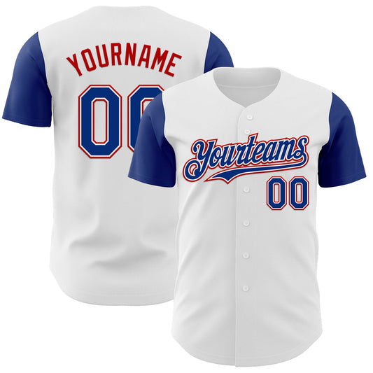 Custom White Royal-Red Authentic Two Tone Baseball Jersey - Main View