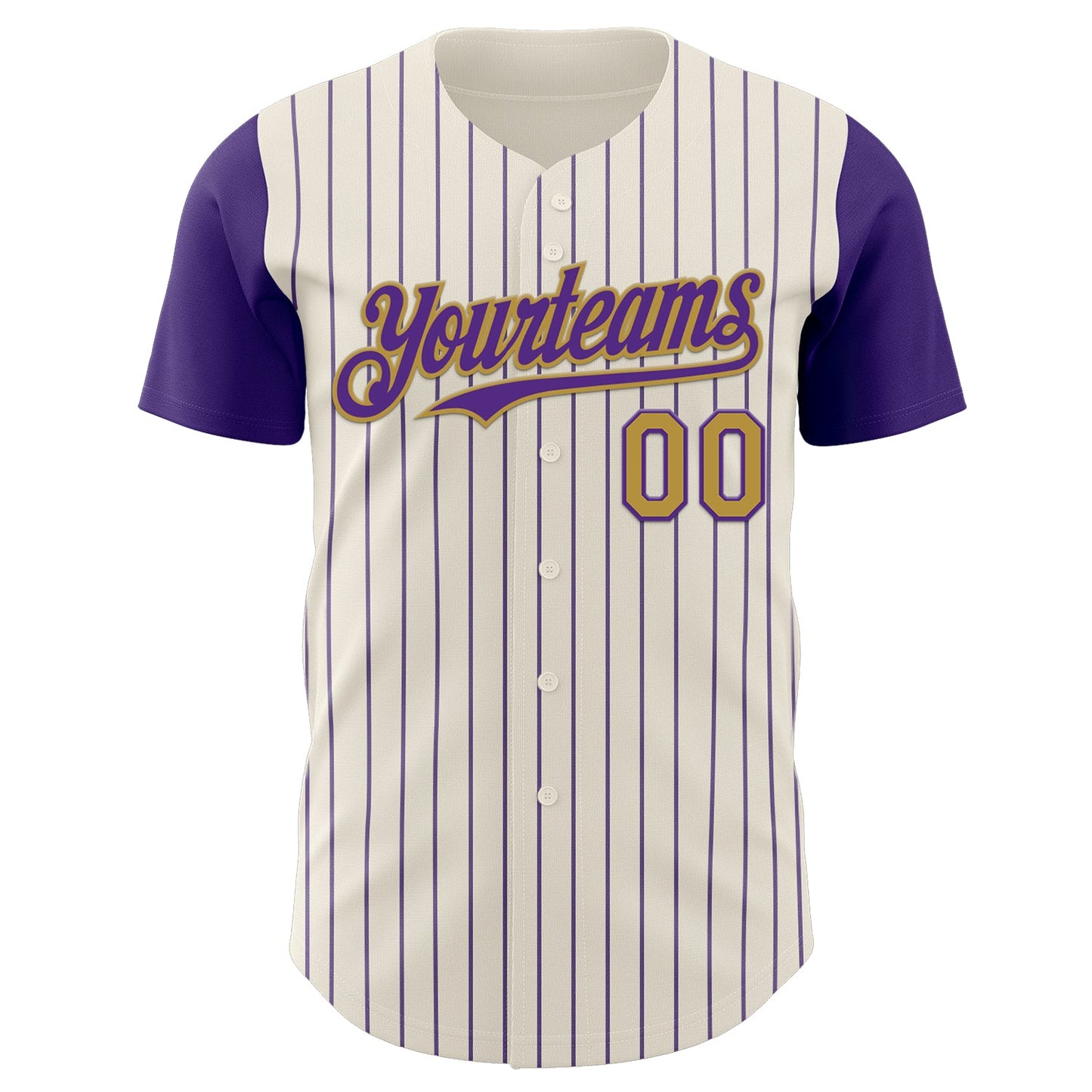 Custom Cream Purple Pinstripe Old Gold Authentic Two Tone Baseball Jersey view 2