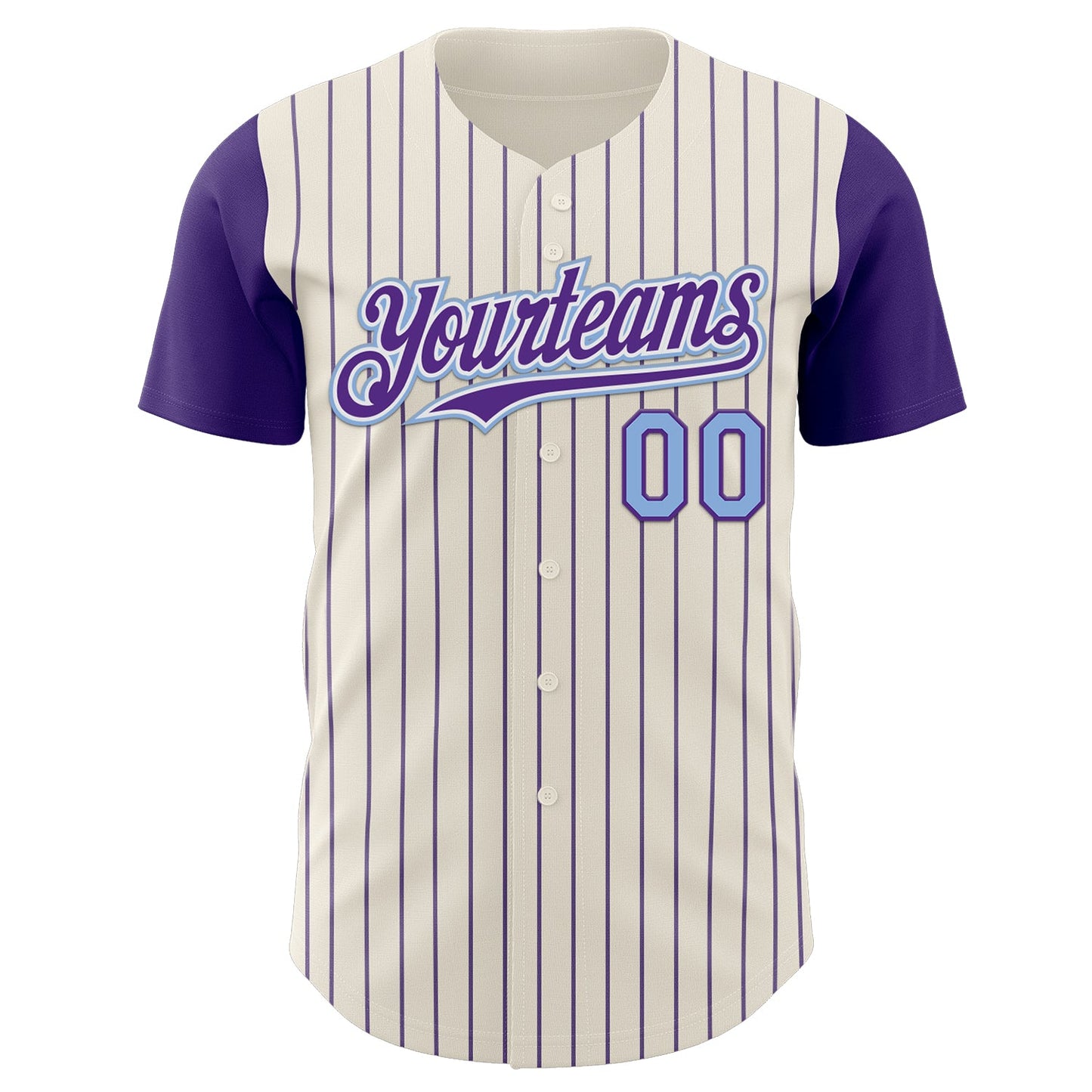 Custom Cream Purple Pinstripe White-Light Blue Authentic Two Tone Baseball Jersey view 2