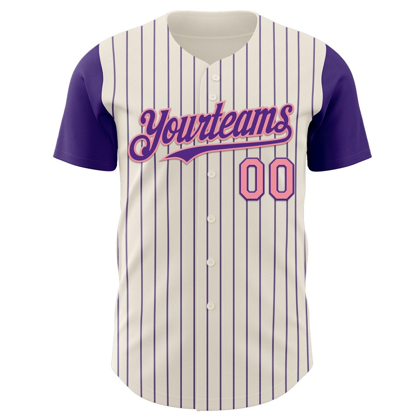 Custom Cream Purple Pinstripe Medium Pink Authentic Two Tone Baseball Jersey view 2