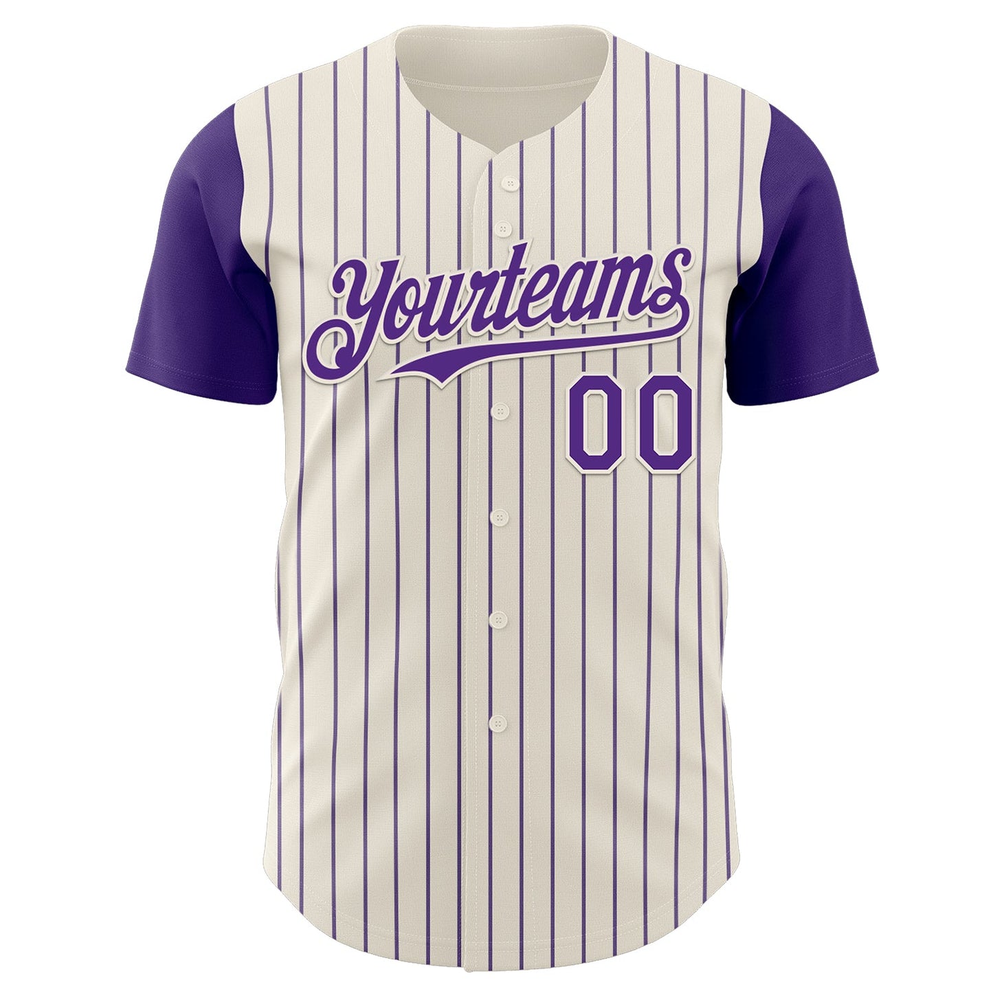 Custom Cream Purple Pinstripe Purple Authentic Two Tone Baseball Jersey view 2