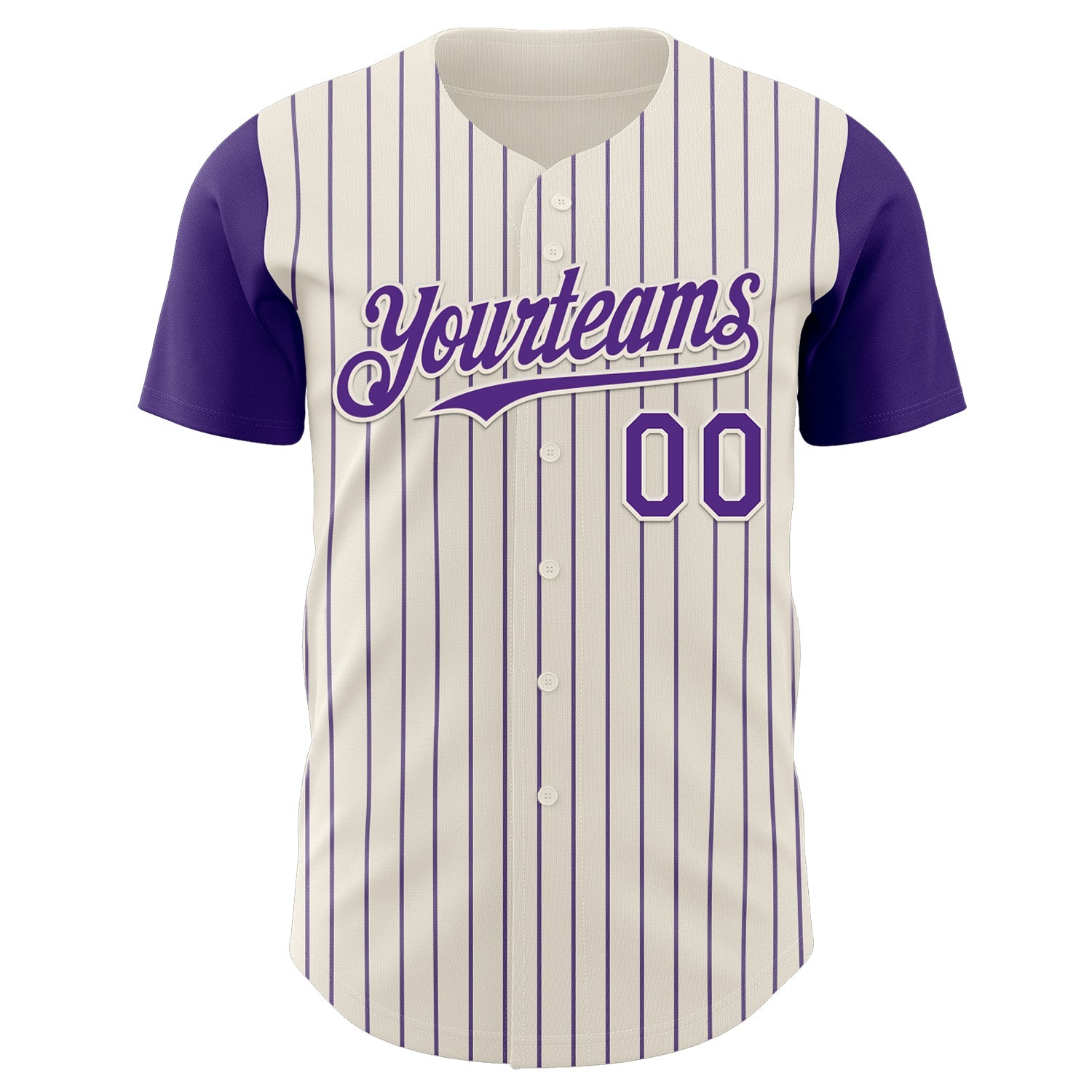 Custom Cream Purple Pinstripe Purple Authentic Two Tone Baseball Jersey view 2