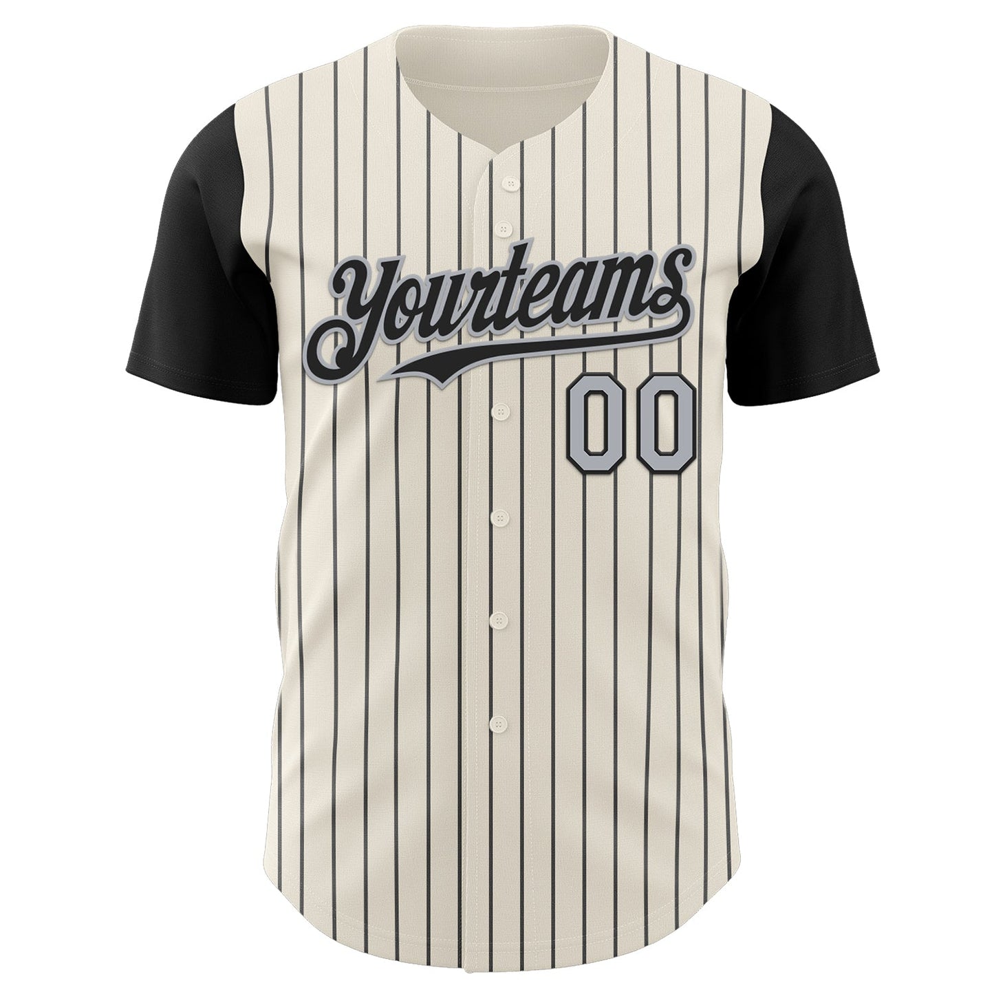 Custom Cream Black Pinstripe Gray Authentic Two Tone Baseball Jersey view 2
