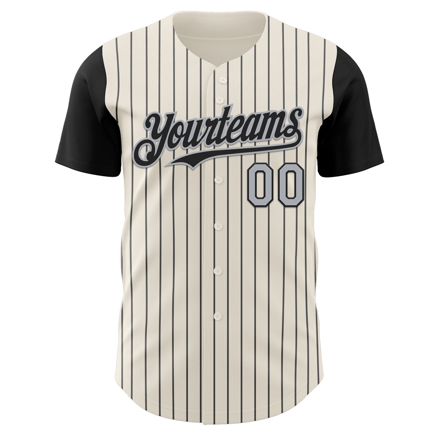 Custom Cream Black Pinstripe Gray Authentic Two Tone Baseball Jersey view 2