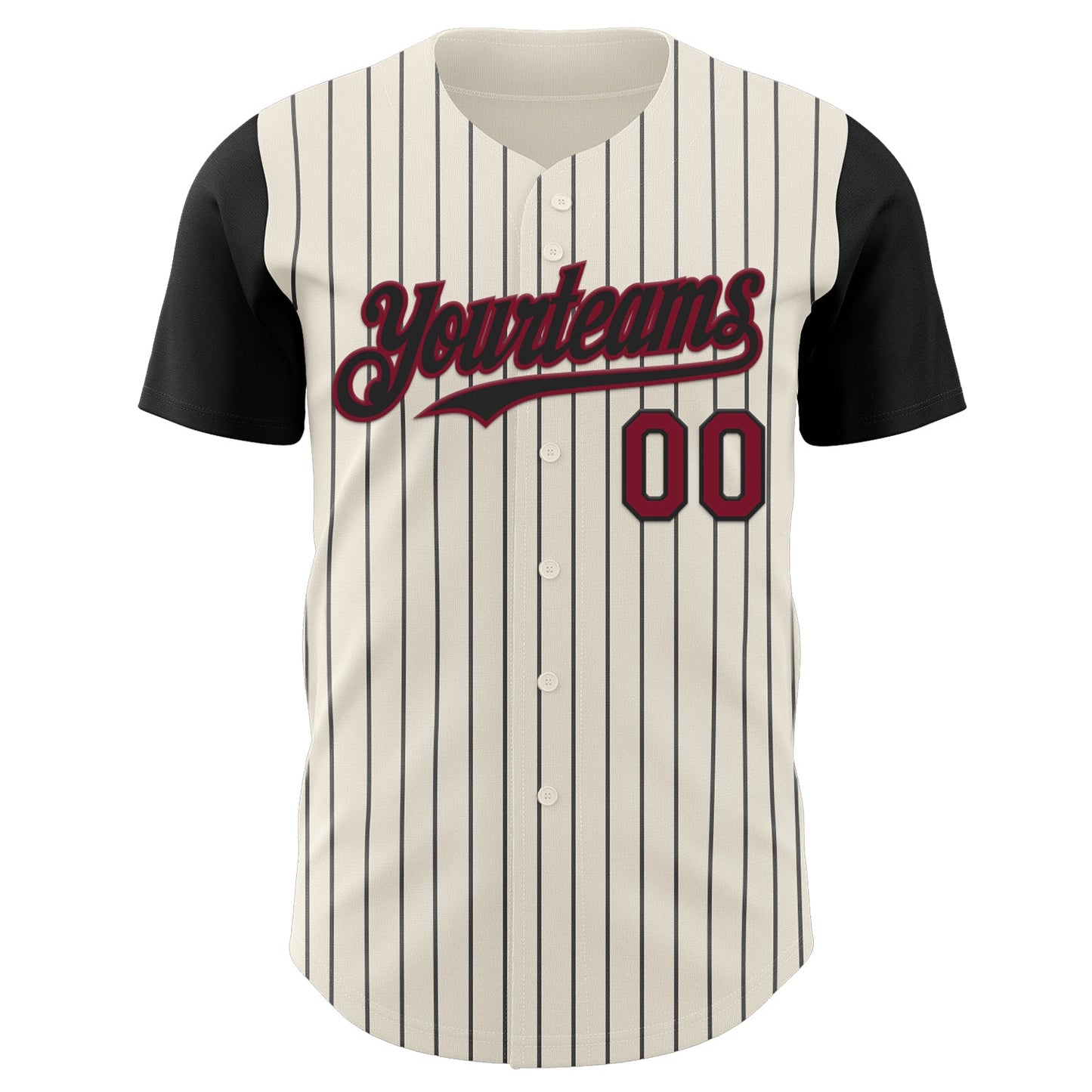 Custom Cream Black Pinstripe Crimson Authentic Two Tone Baseball Jersey view 2