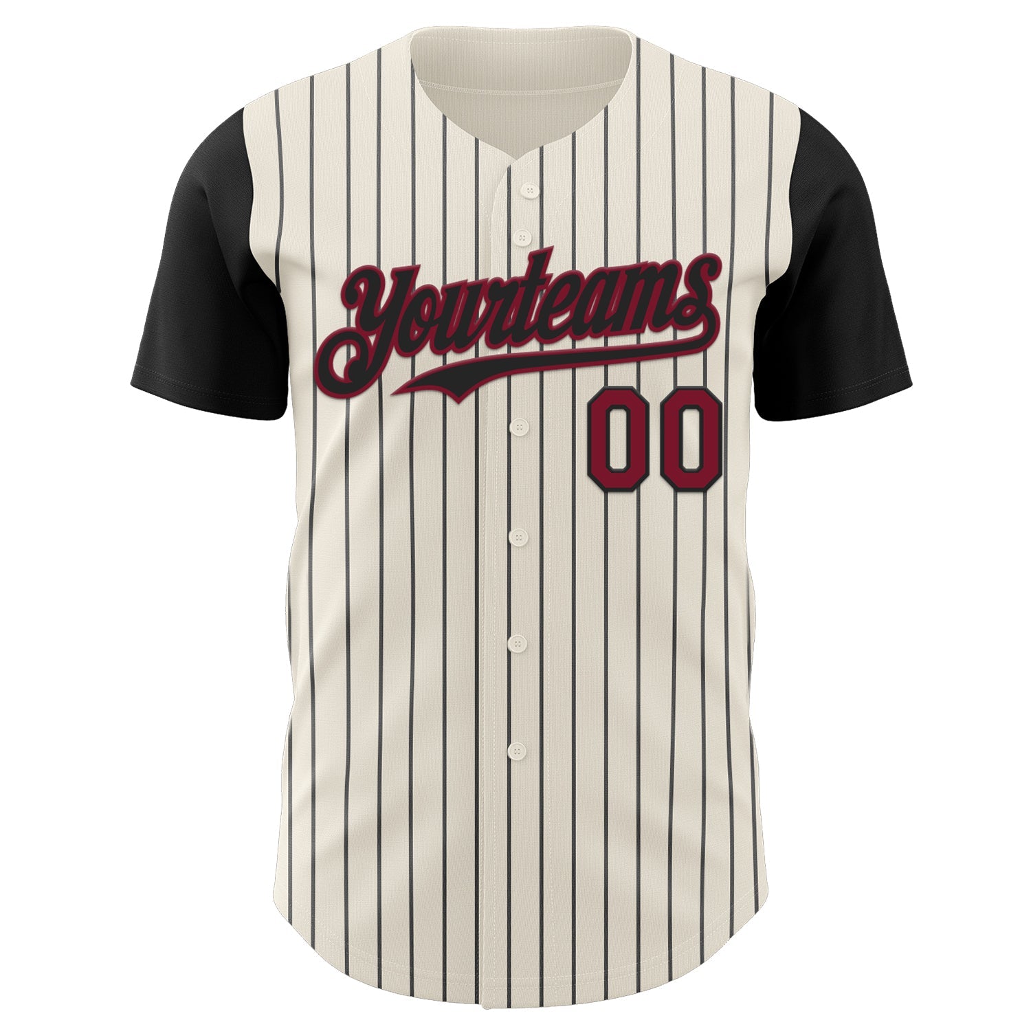 Custom Cream Black Pinstripe Crimson Authentic Two Tone Baseball Jersey view 2