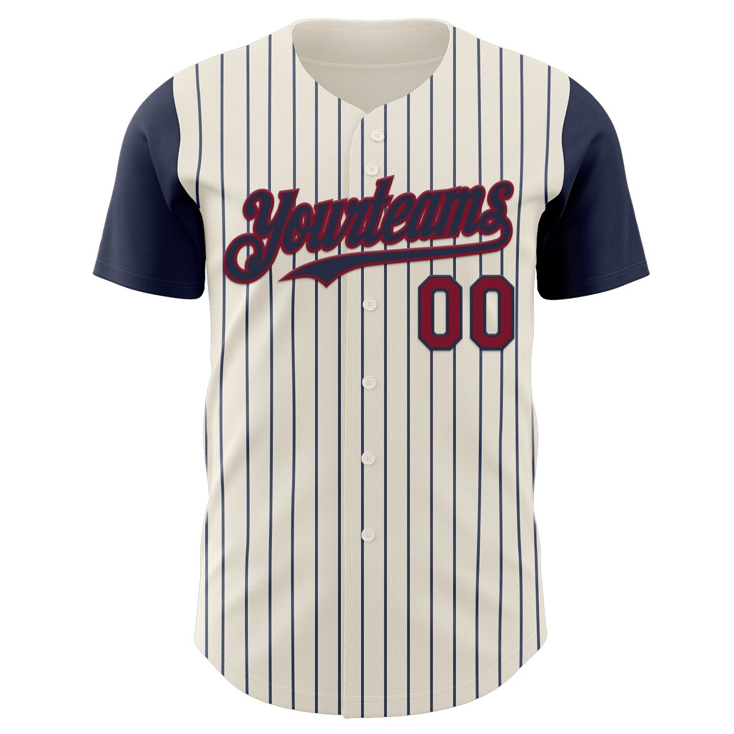 Custom Cream Navy Pinstripe Crimson Authentic Two Tone Baseball Jersey view 2