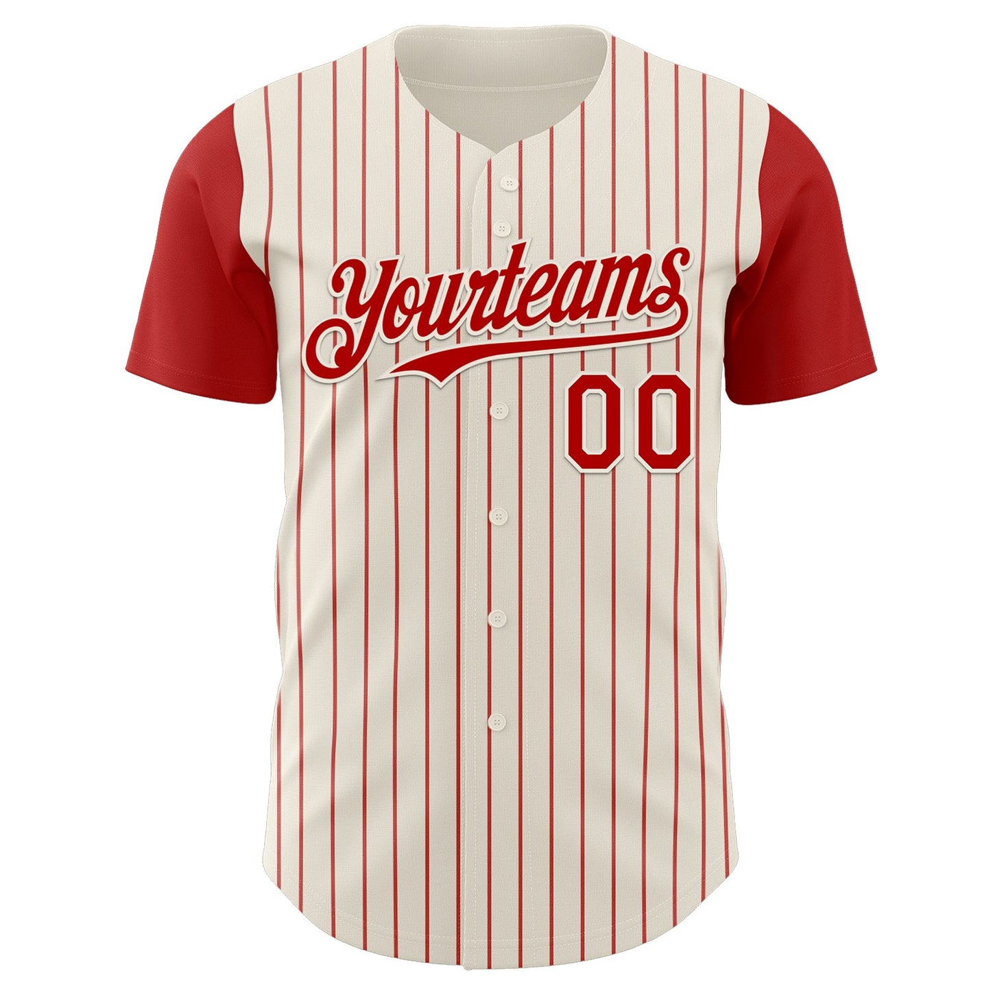 Custom Cream Red Pinstripe Red Authentic Two Tone Baseball Jersey view 2