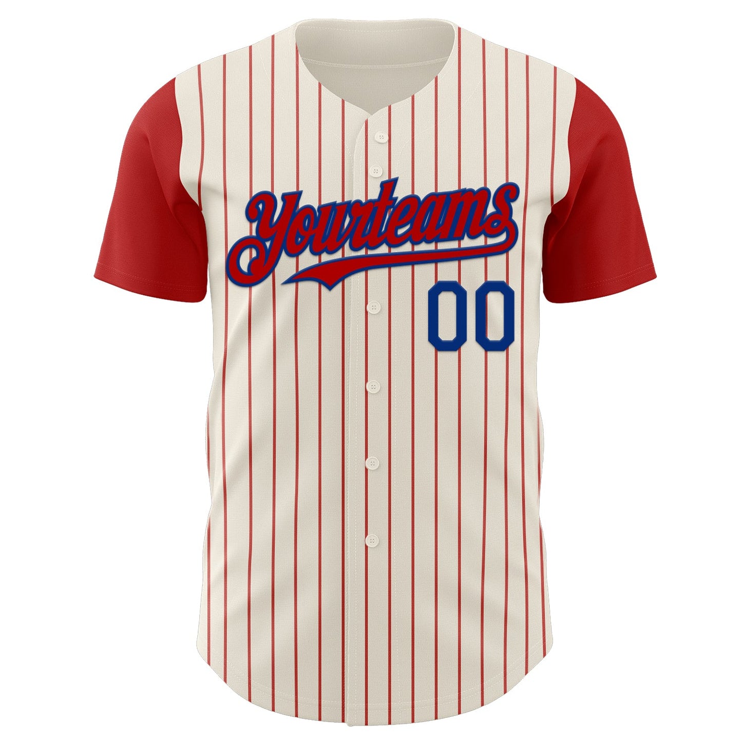 Custom Cream Red Pinstripe Royal Authentic Two Tone Baseball Jersey view 2