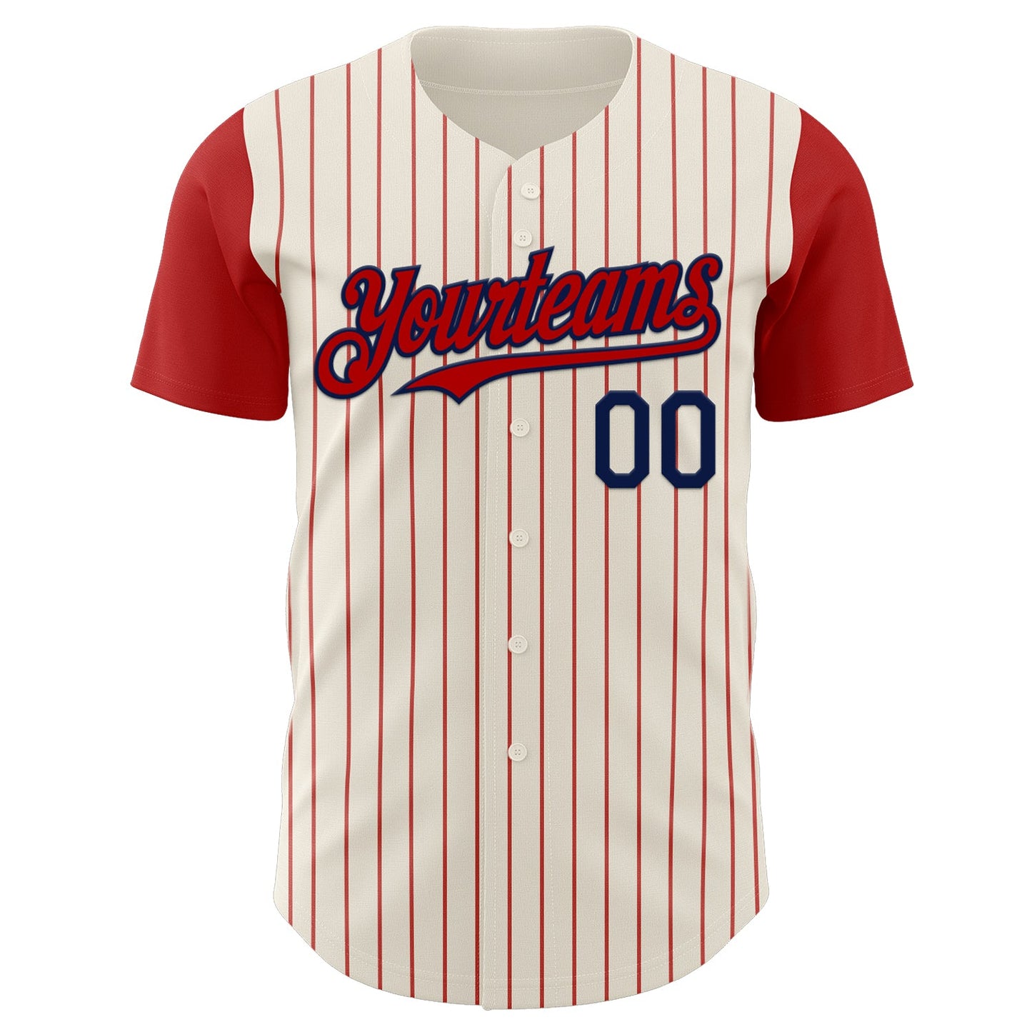 Custom Cream Red Pinstripe Navy Authentic Two Tone Baseball Jersey view 2