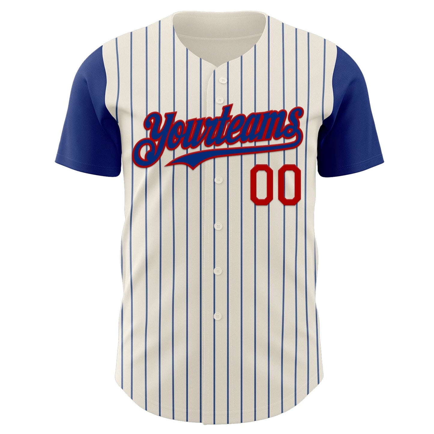 Custom Cream Royal Pinstripe Red Authentic Two Tone Baseball Jersey view 2