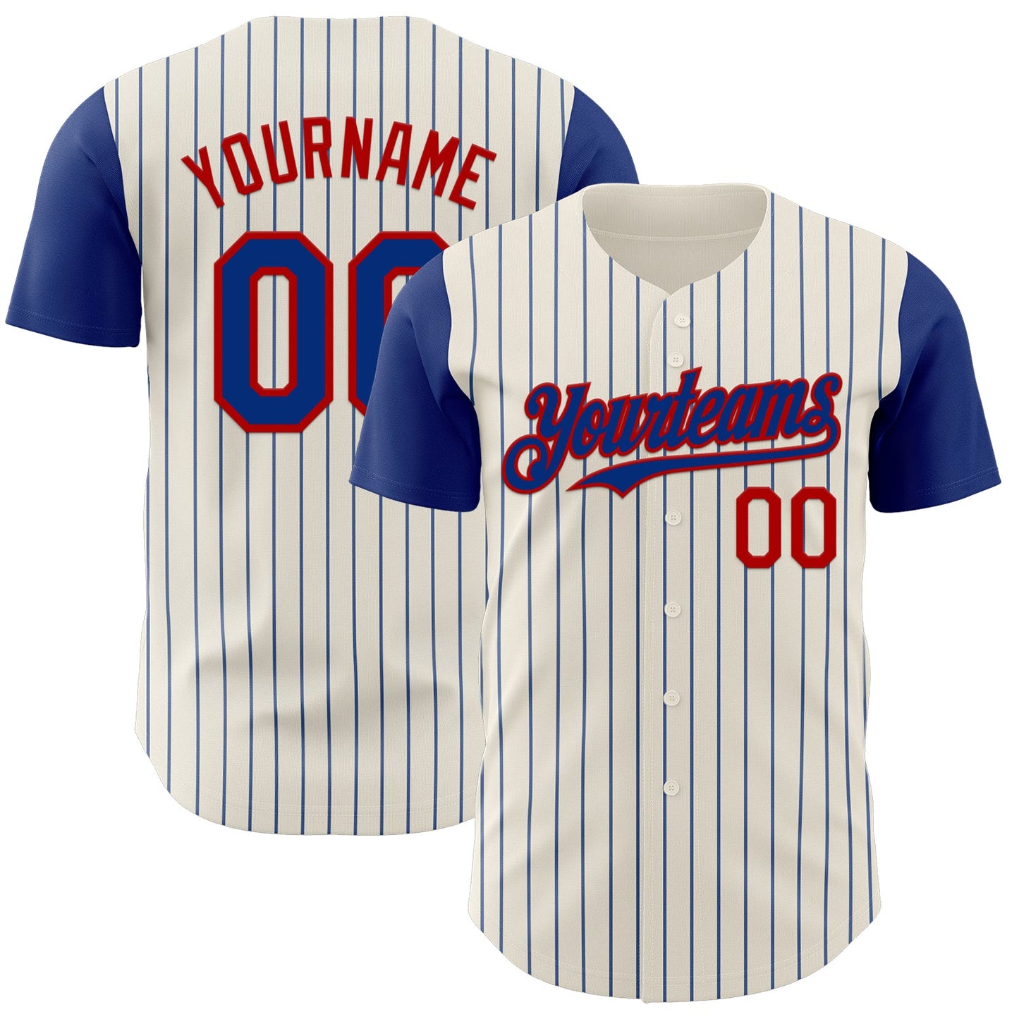 Custom Cream Royal Pinstripe Red Authentic Two Tone Baseball Jersey - Main View