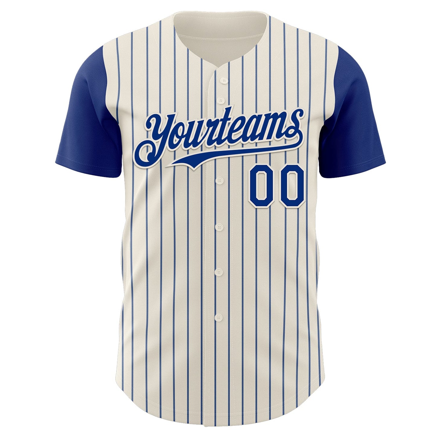 Custom Cream Royal Pinstripe Royal Authentic Two Tone Baseball Jersey view 2