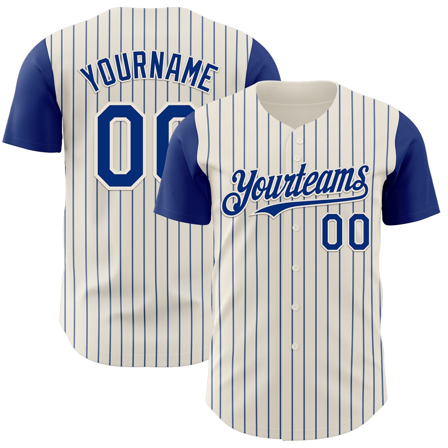 Custom Cream Royal Pinstripe Royal Authentic Two Tone Baseball Jersey - Main View