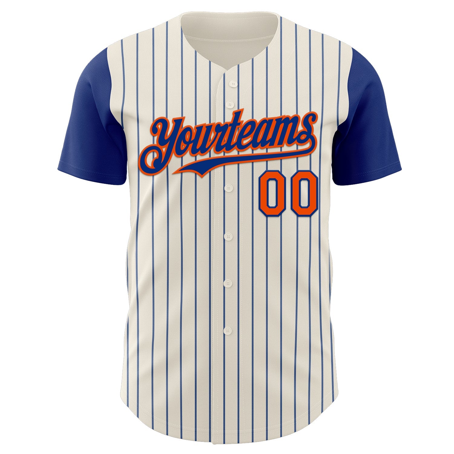 Custom Cream Royal Pinstripe Orange Authentic Two Tone Baseball Jersey view 2