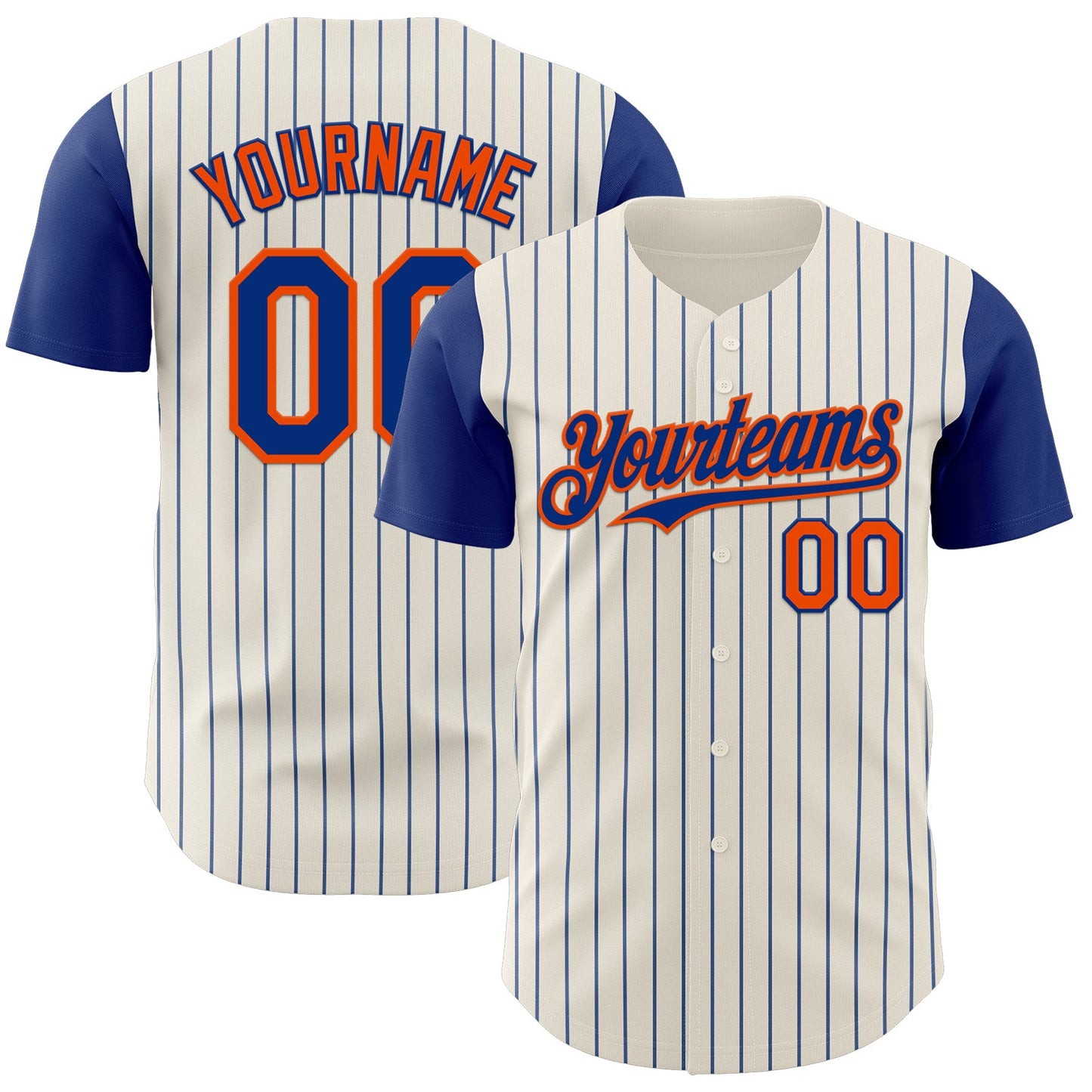 Custom Cream Royal Pinstripe Orange Authentic Two Tone Baseball Jersey - Main View