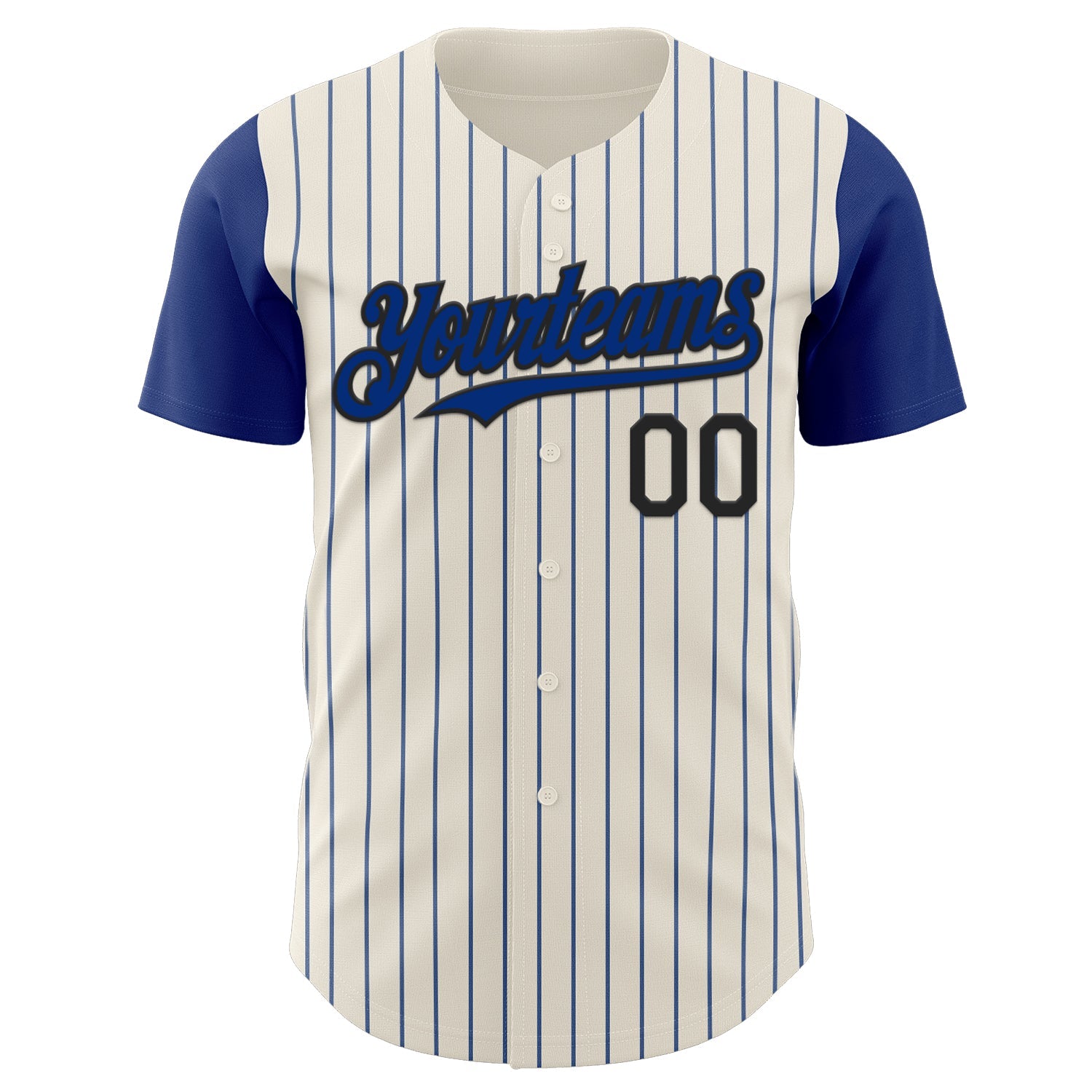 Custom Cream Royal Pinstripe Black Authentic Two Tone Baseball Jersey view 2