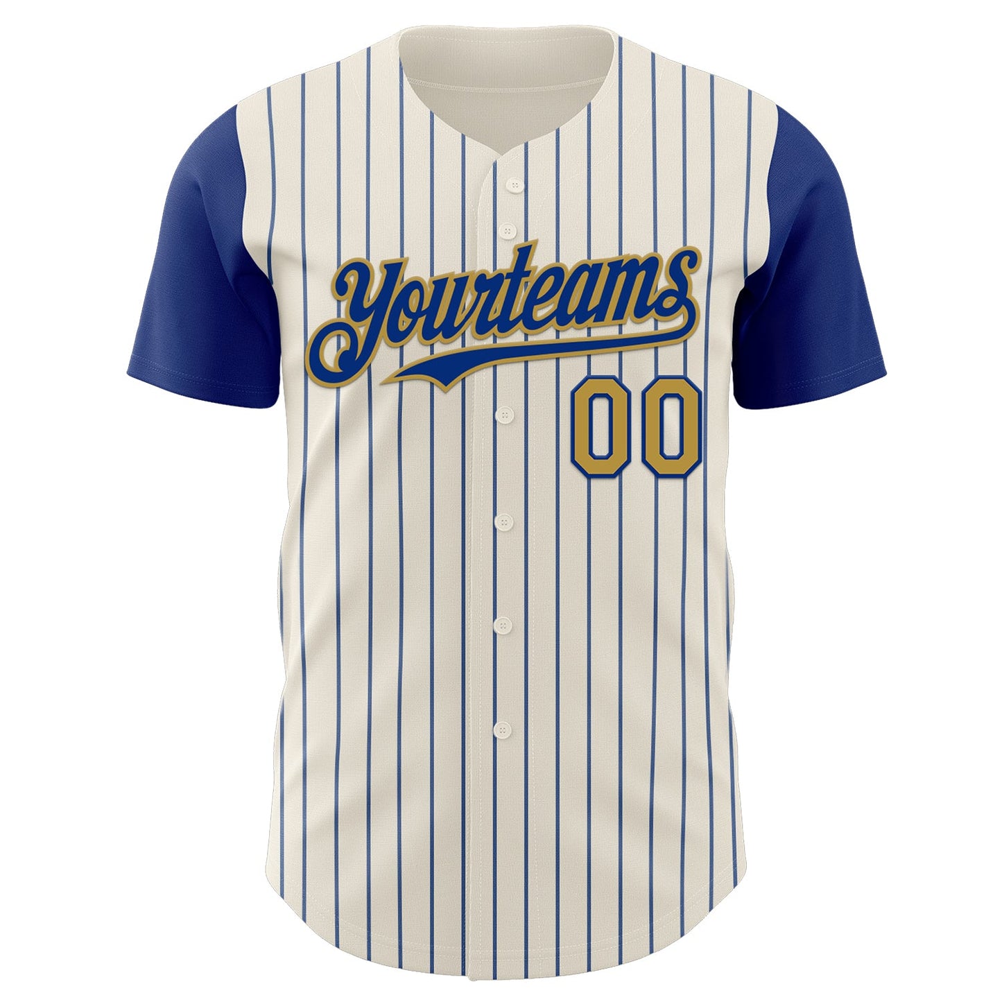Custom Cream Royal Pinstripe Old Gold Authentic Two Tone Baseball Jersey view 2