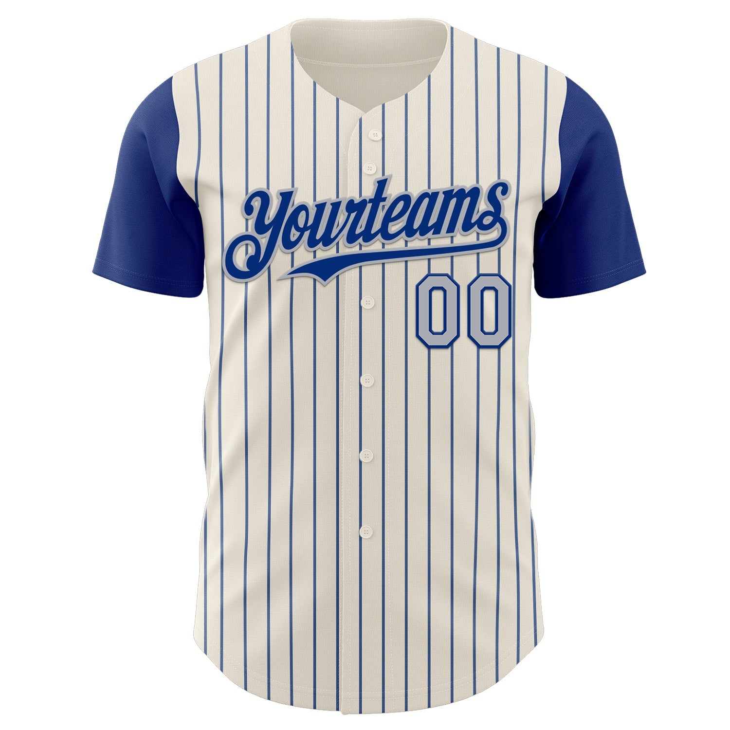 Custom Cream Royal Pinstripe Gray Authentic Two Tone Baseball Jersey view 2