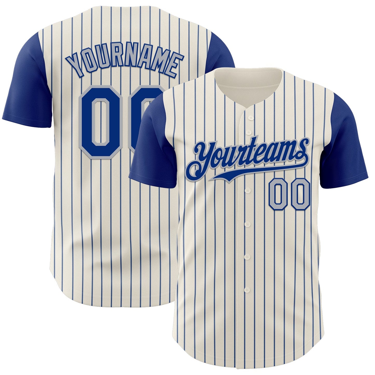 Custom Cream Royal Pinstripe Gray Authentic Two Tone Baseball Jersey - Main View