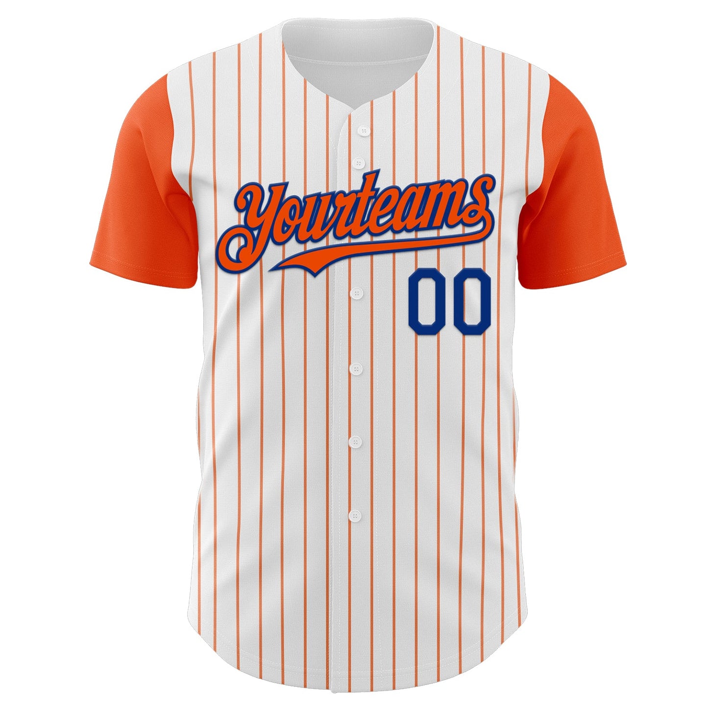 Custom White Orange Pinstripe Royal Authentic Two Tone Baseball Jersey view 2