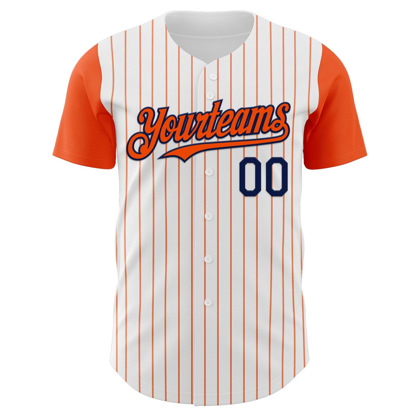 Custom White Orange Pinstripe Navy Authentic Two Tone Baseball Jersey view 2