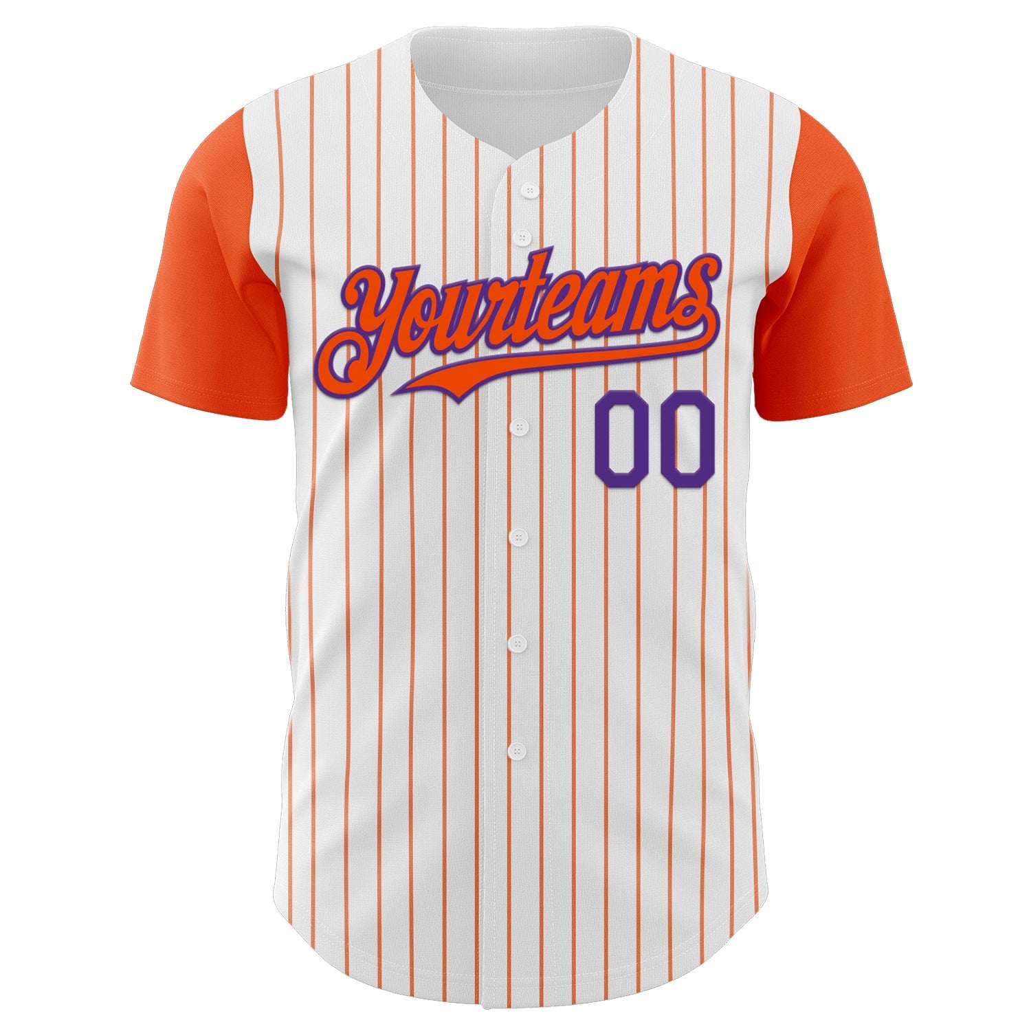 Custom White Orange Pinstripe Purple Authentic Two Tone Baseball Jersey view 2