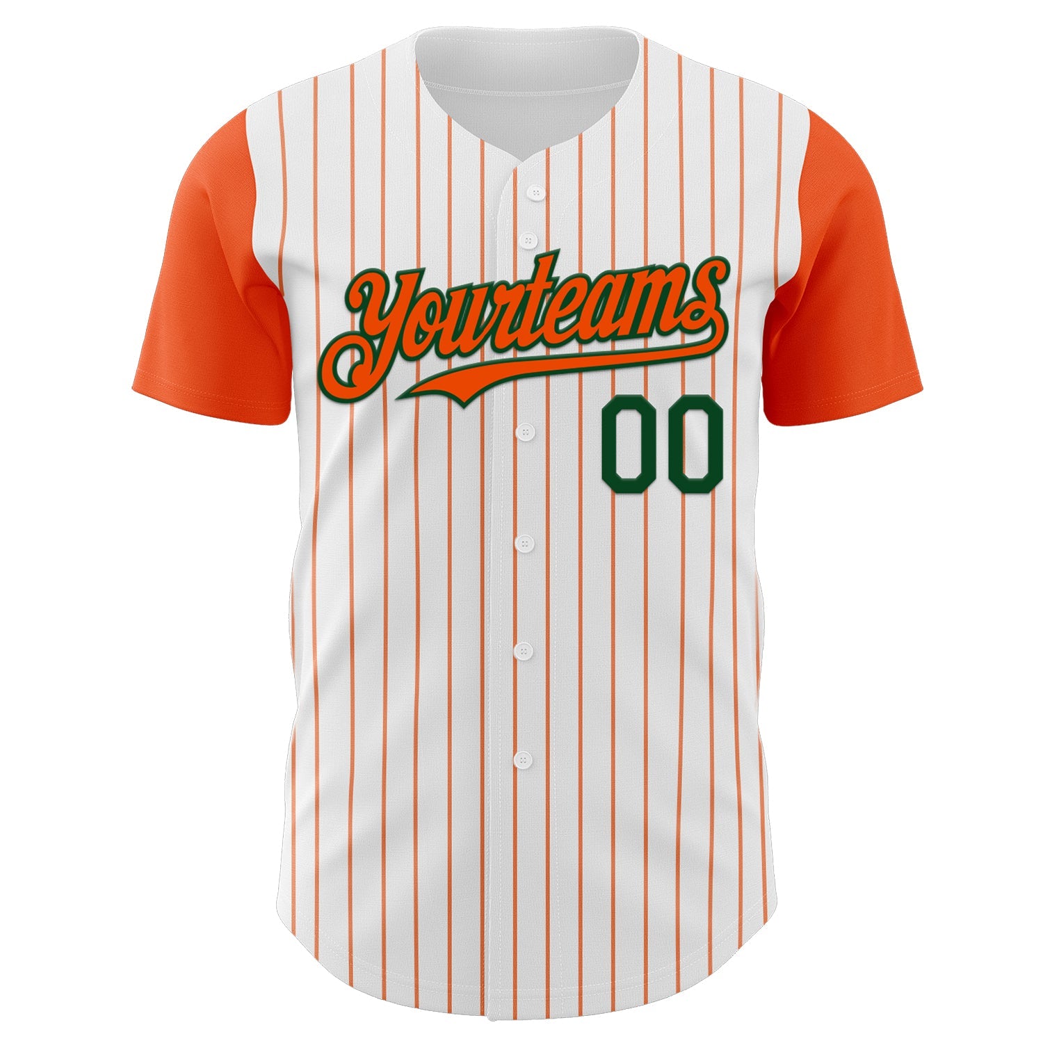 Custom White Orange Pinstripe Green Authentic Two Tone Baseball Jersey view 2