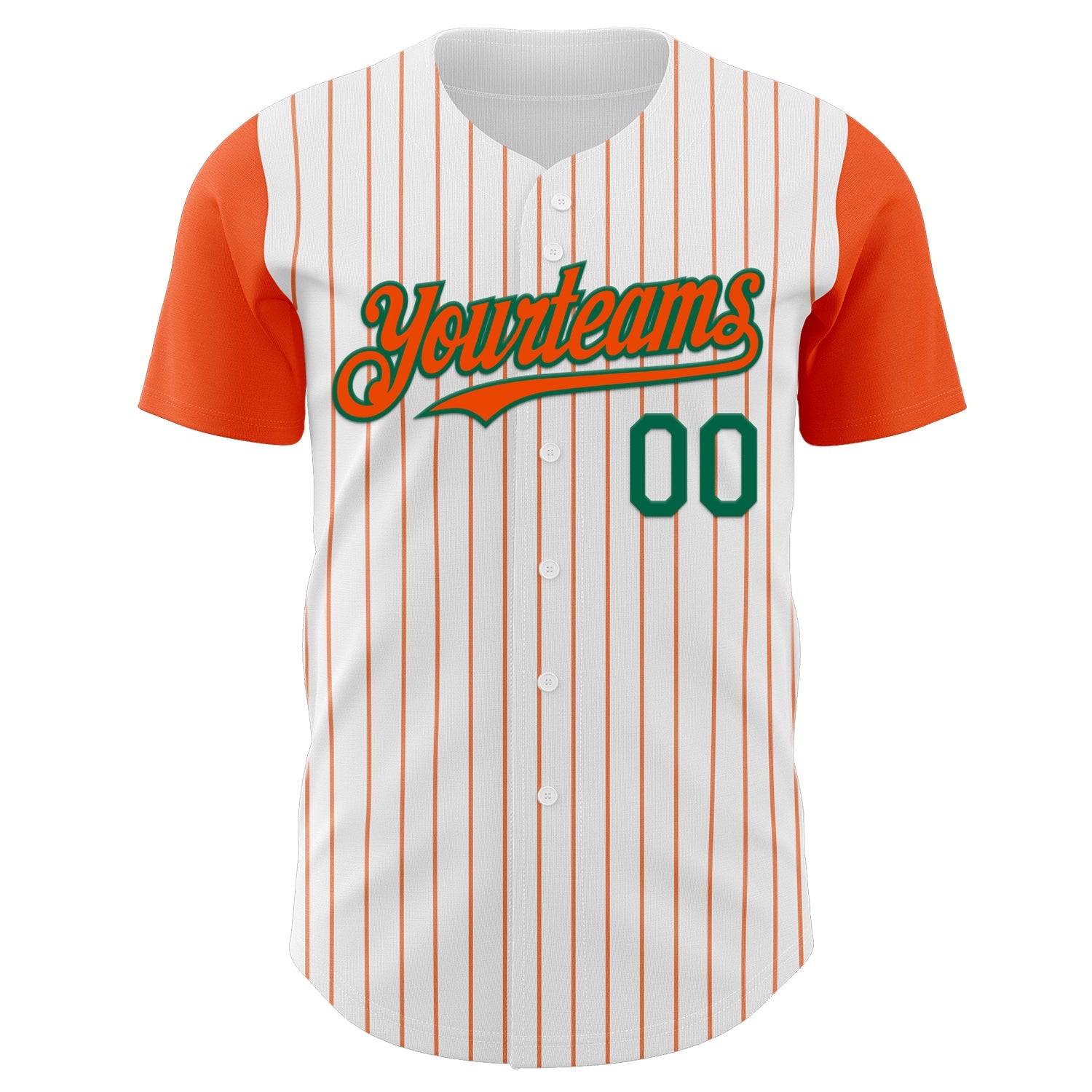 Custom White Orange Pinstripe Kelly Green Authentic Two Tone Baseball Jersey view 2