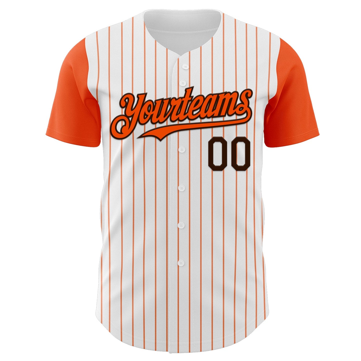 Custom White Orange Pinstripe Brown Authentic Two Tone Baseball Jersey view 2