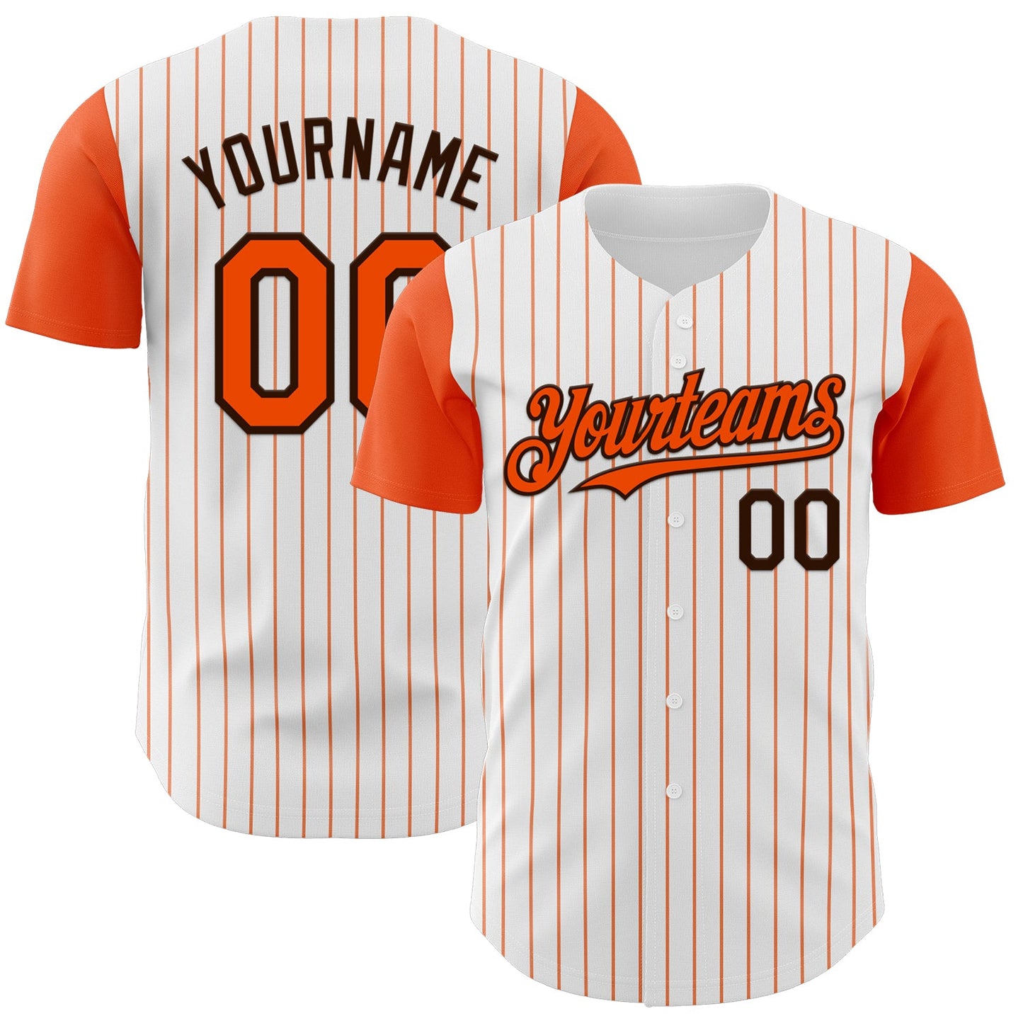 Custom White Orange Pinstripe Brown Authentic Two Tone Baseball Jersey - Main View