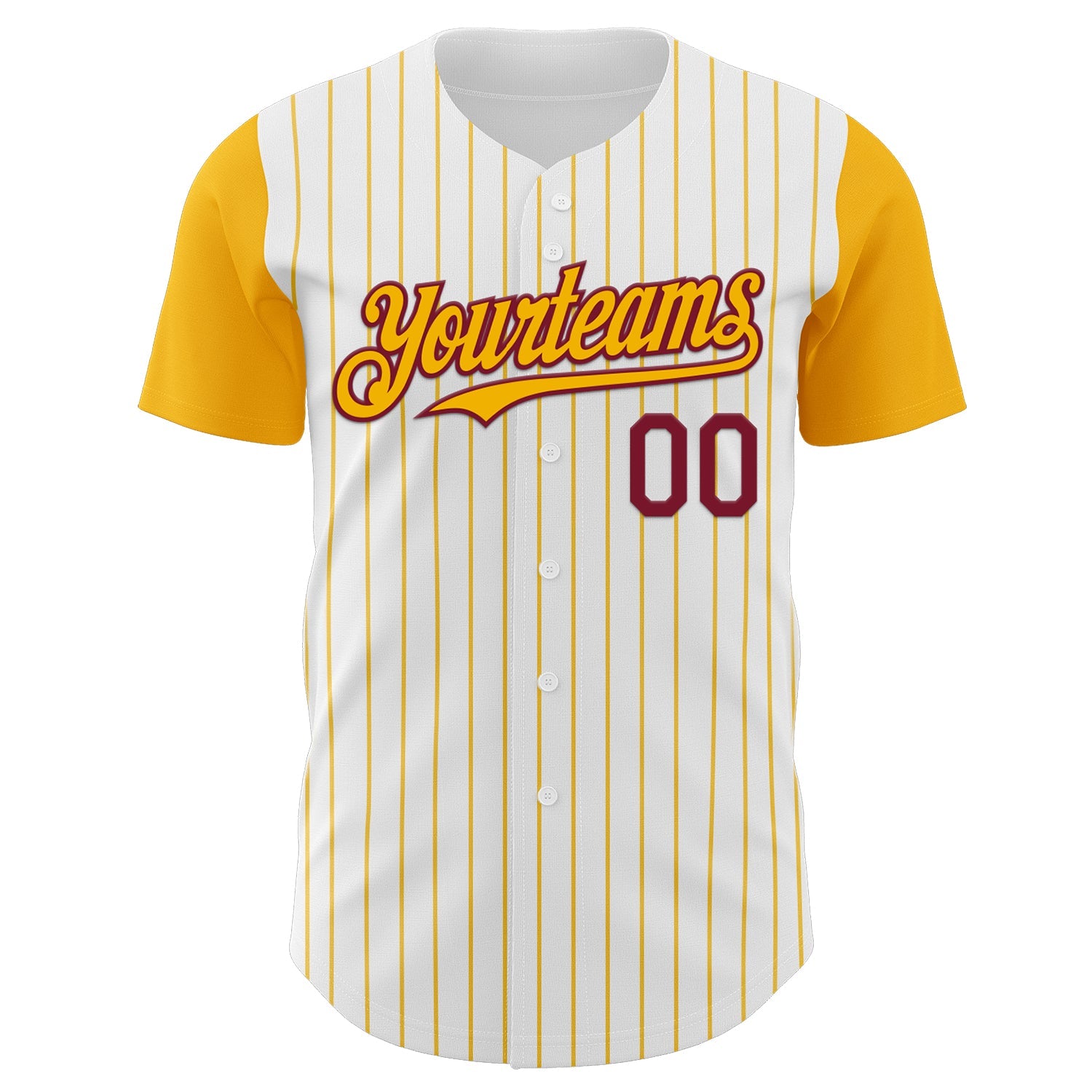 Custom White Gold Pinstripe Crimson Authentic Two Tone Baseball Jersey view 2