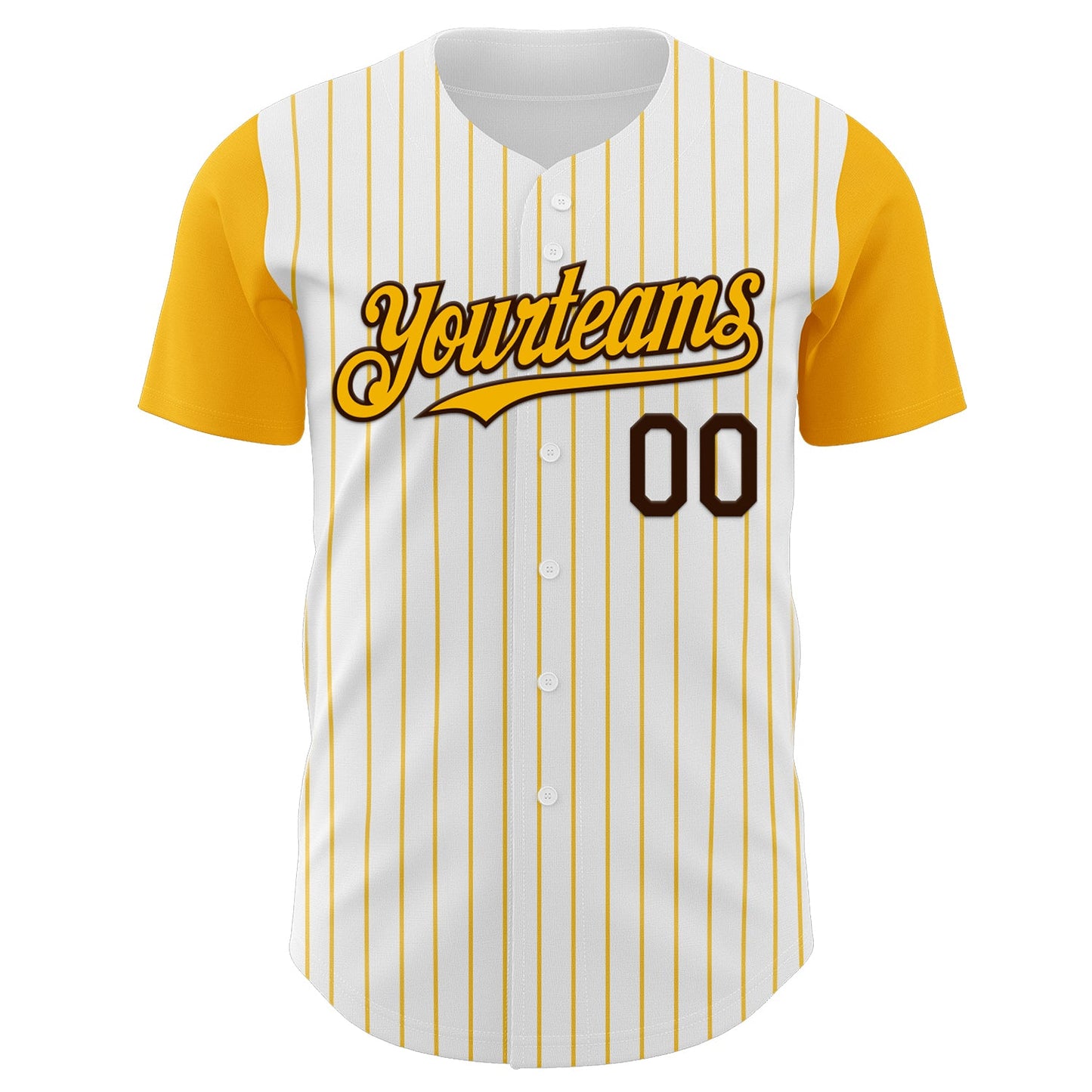 Custom White Gold Pinstripe Brown Authentic Two Tone Baseball Jersey view 2