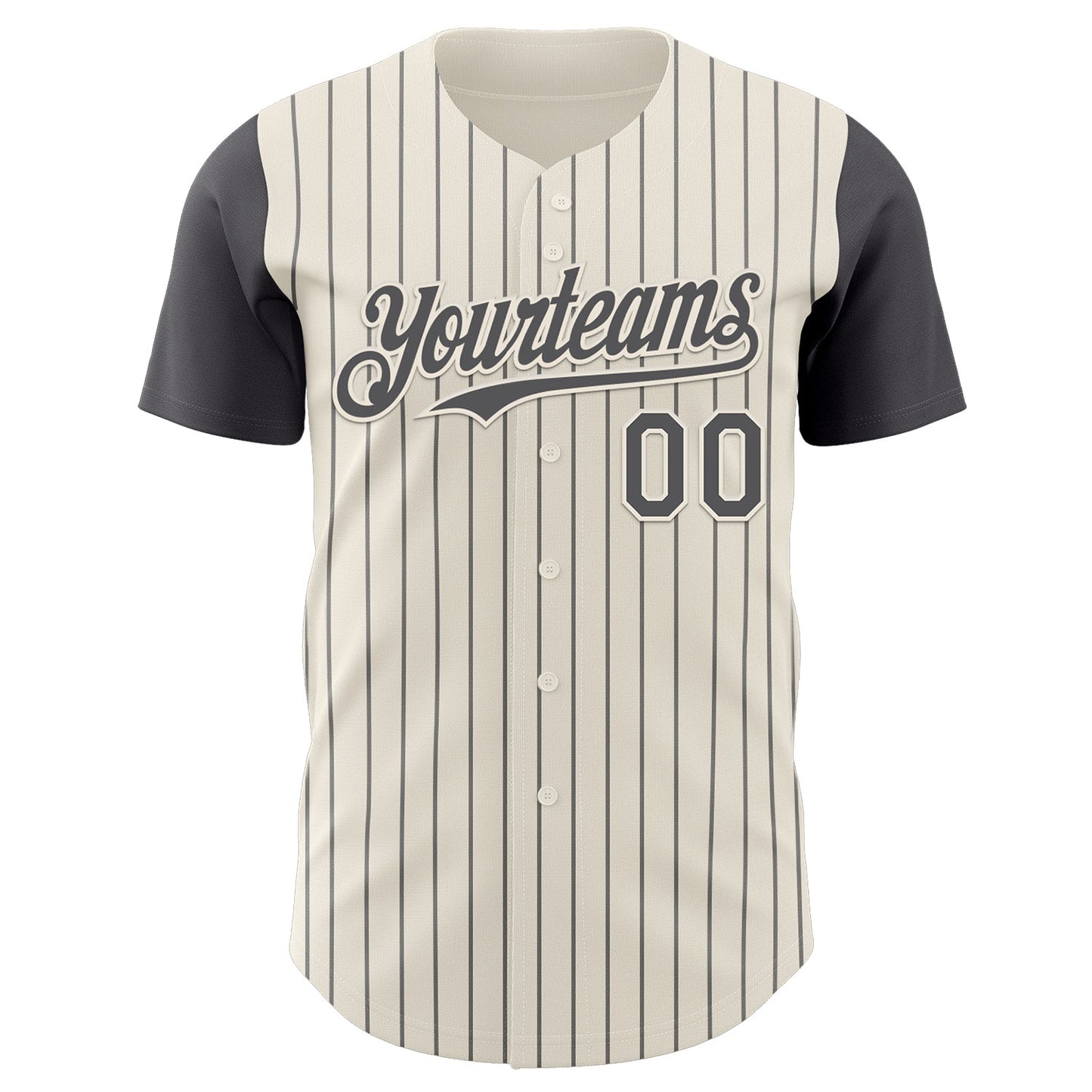 Custom Cream Steel Gray Pinstripe Steel Gray Authentic Two Tone Baseball Jersey view 2