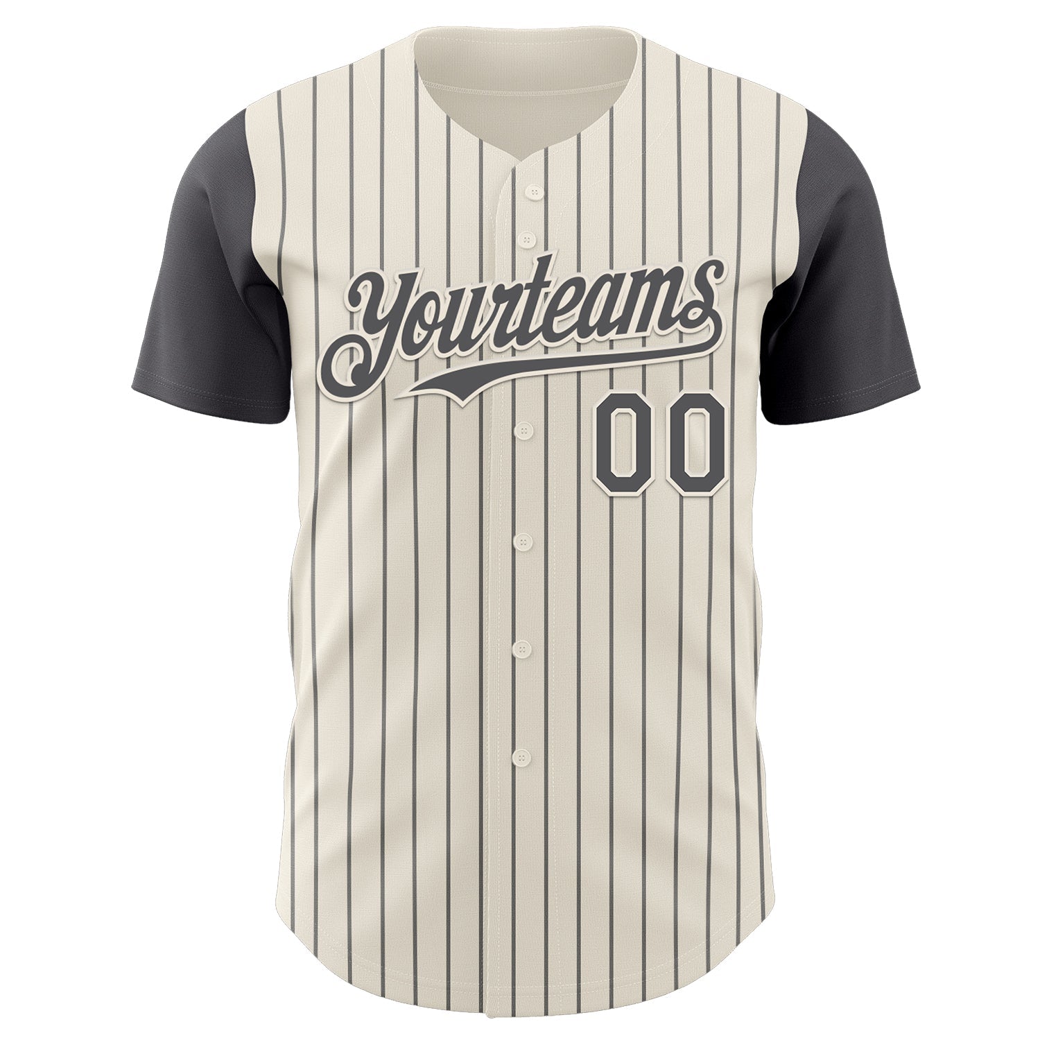 Custom Cream Steel Gray Pinstripe Steel Gray Authentic Two Tone Baseball Jersey view 2