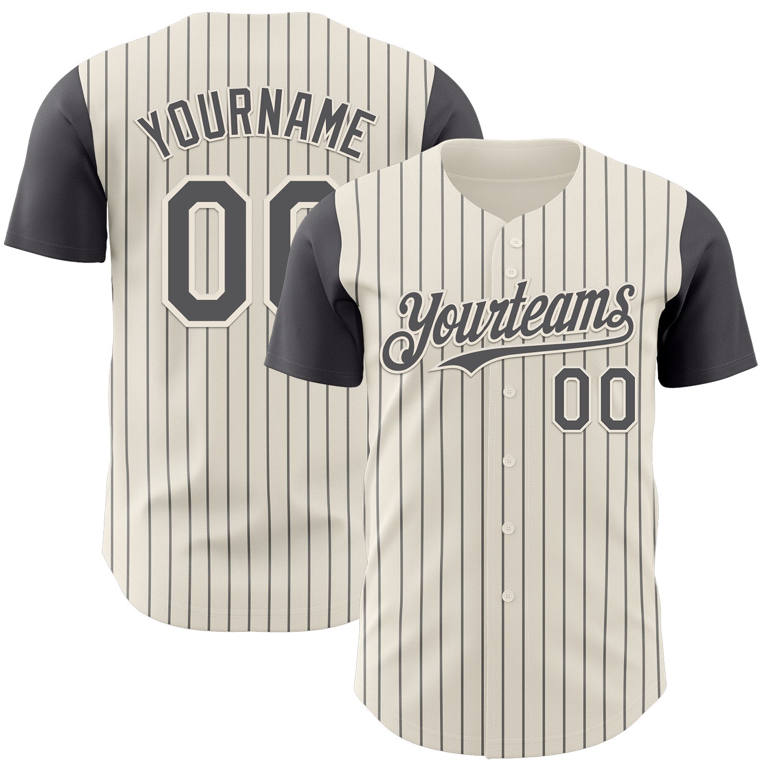 Custom Cream Steel Gray Pinstripe Steel Gray Authentic Two Tone Baseball Jersey - Main View